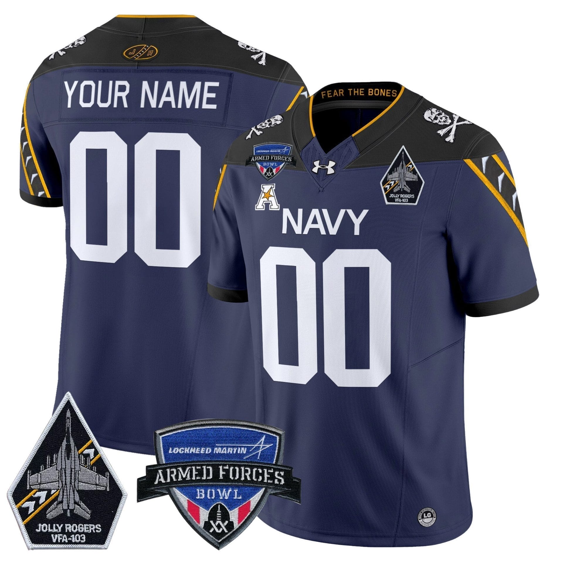 Navy Midshipmen 2025 Armed Forces Bowl Patch Vapor Limited Custom Jersey - All Stitched - Image 3