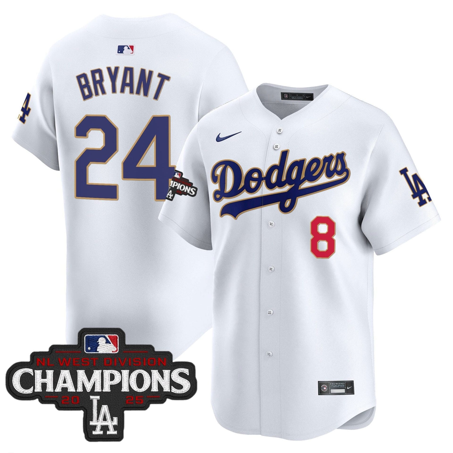 Dodgers 2025 NL West Division Champions Patch Gold Trim Vapor Premier Limited Jersey - All Stitched - Image 27