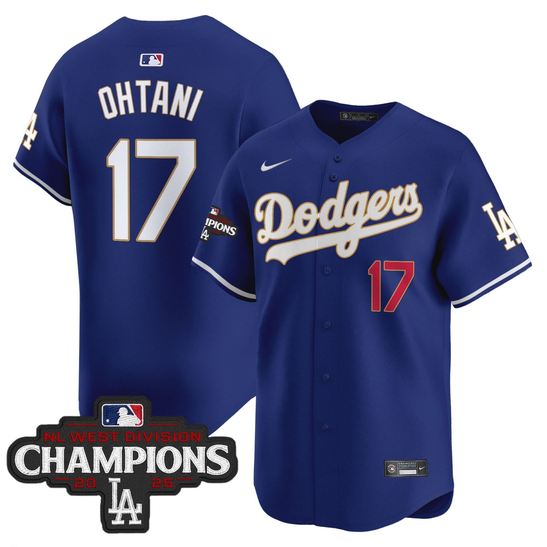 Dodgers 2025 NL West Division Champions Patch Gold Trim Vapor Premier Limited Jersey - All Stitched - Image 32