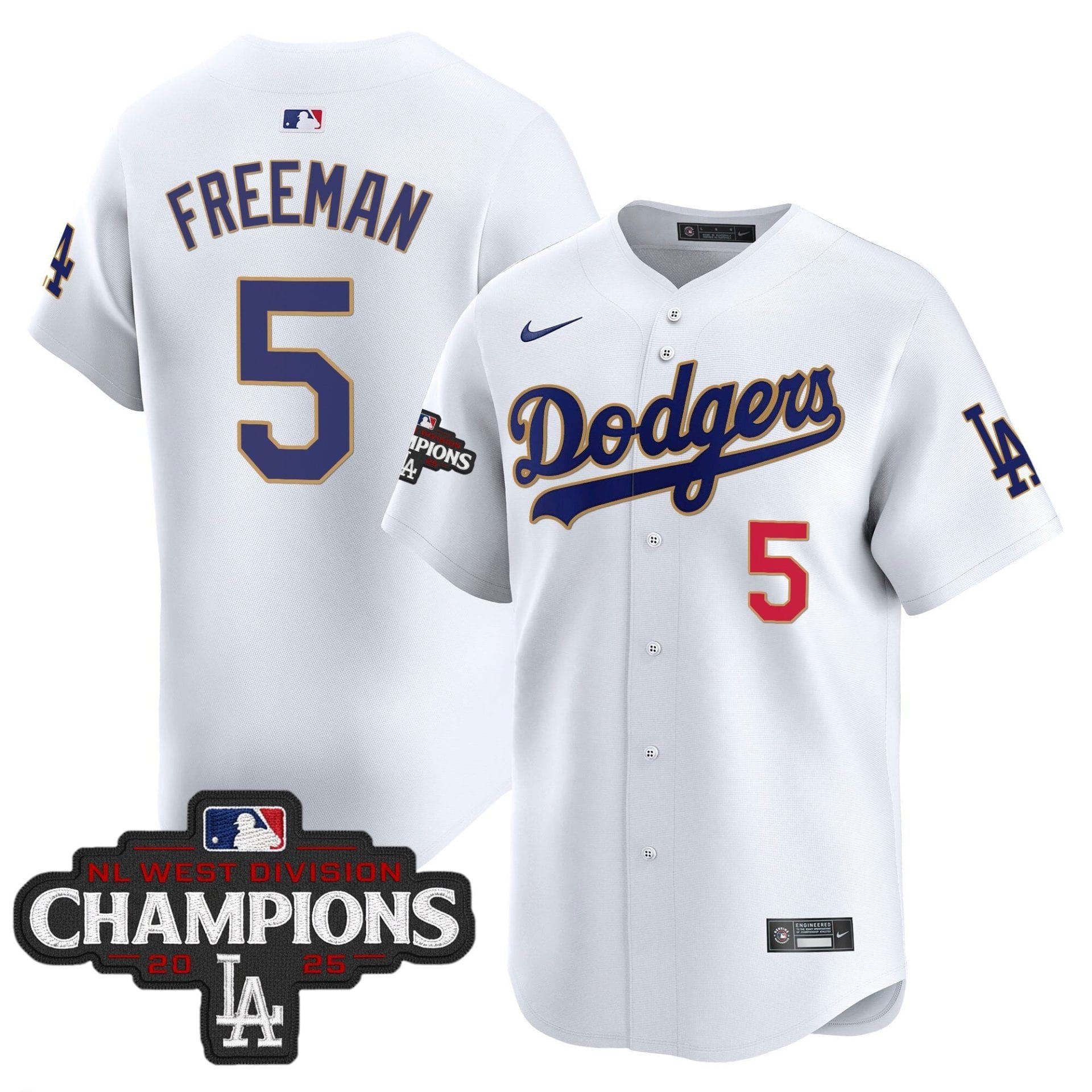 Dodgers 2025 NL West Division Champions Patch Gold Trim Vapor Premier Limited Jersey - All Stitched - Image 24