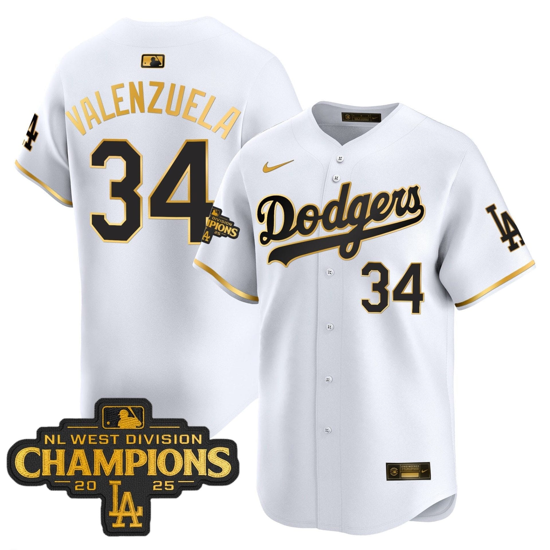 Dodgers 2025 NL West Division Champions Patch Gold Trim Vapor Premier Limited Jersey - All Stitched - Image 15