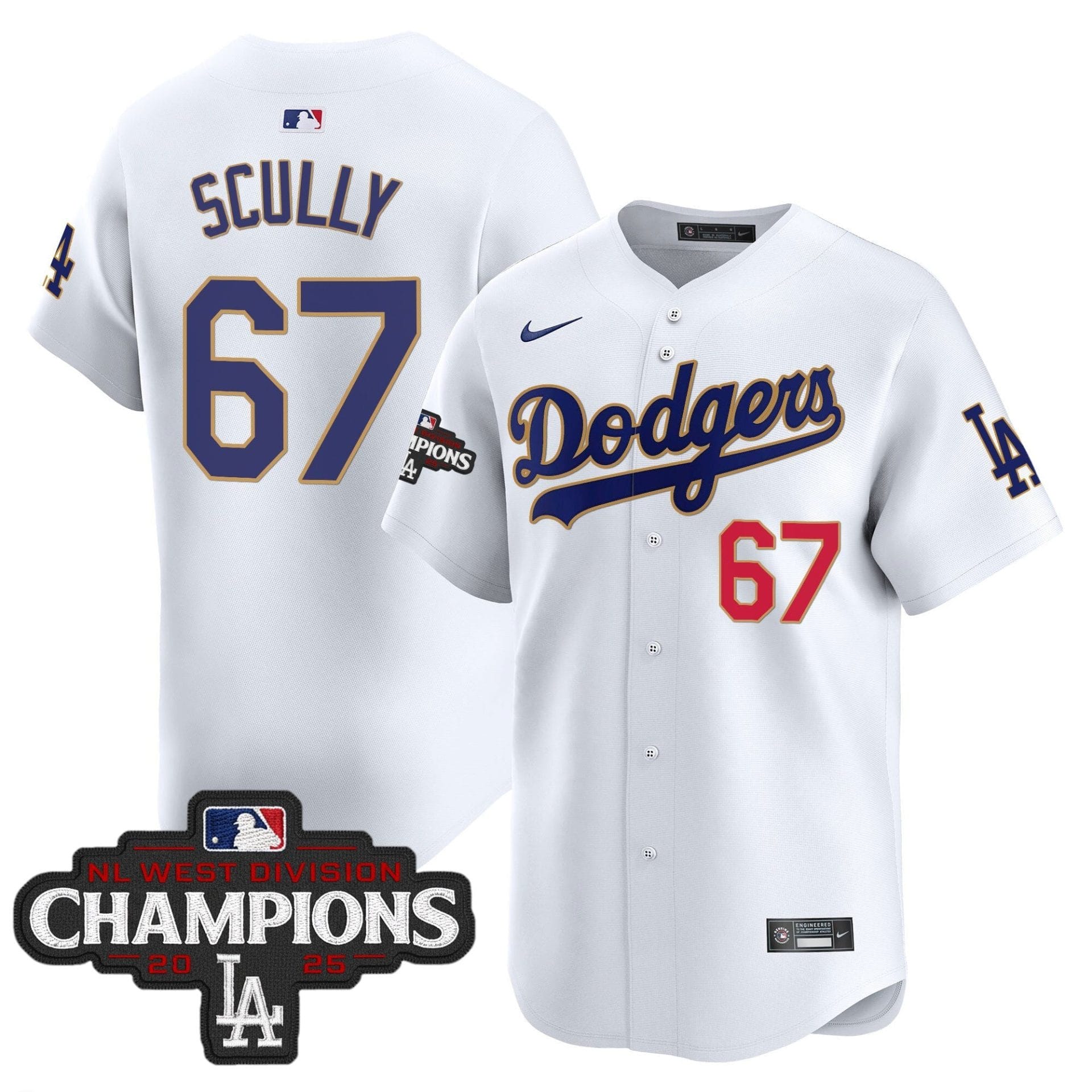 Dodgers 2025 NL West Division Champions Patch Gold Trim Vapor Premier Limited Jersey - All Stitched - Image 28