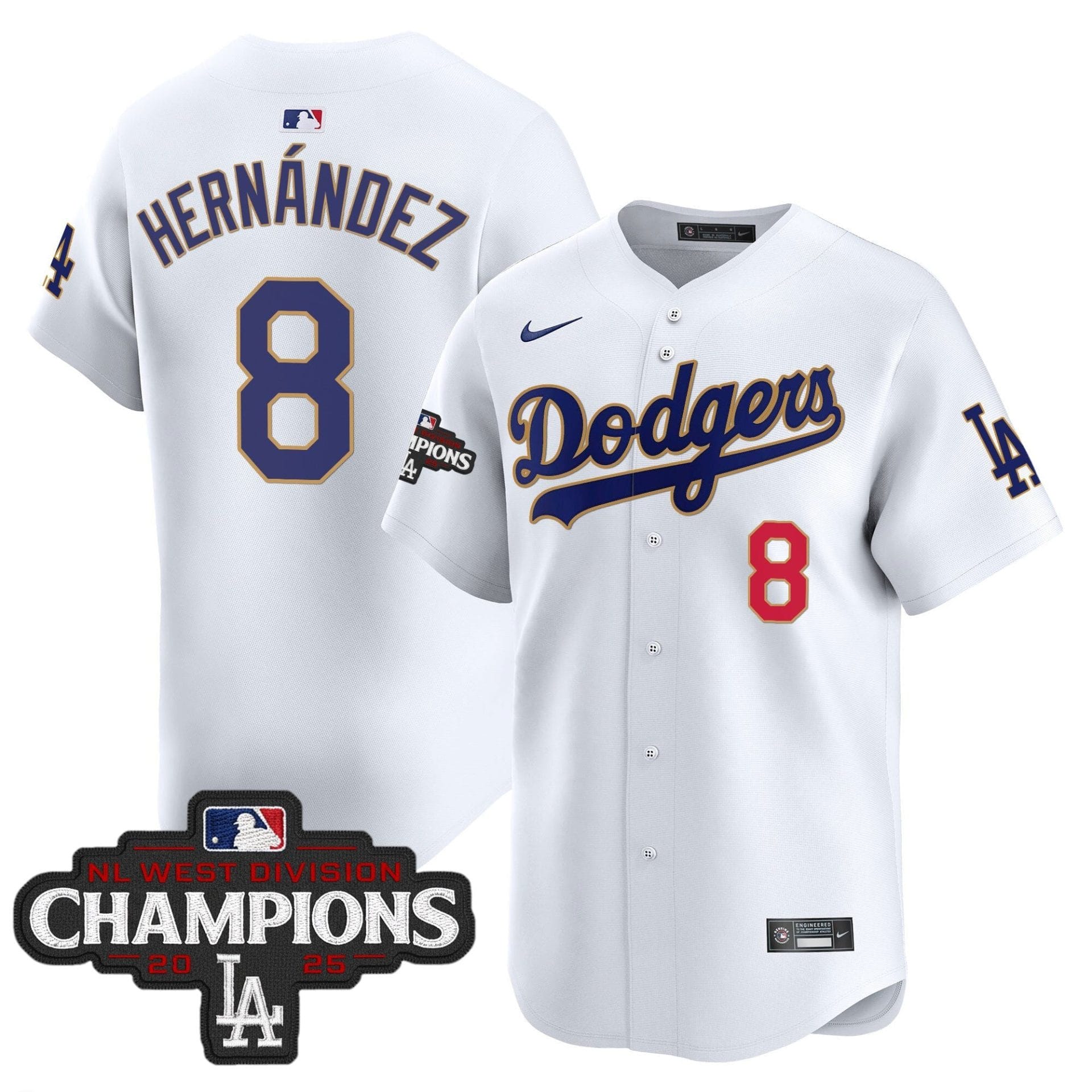 Dodgers 2025 NL West Division Champions Patch Gold Trim Vapor Premier Limited Jersey - All Stitched - Image 29
