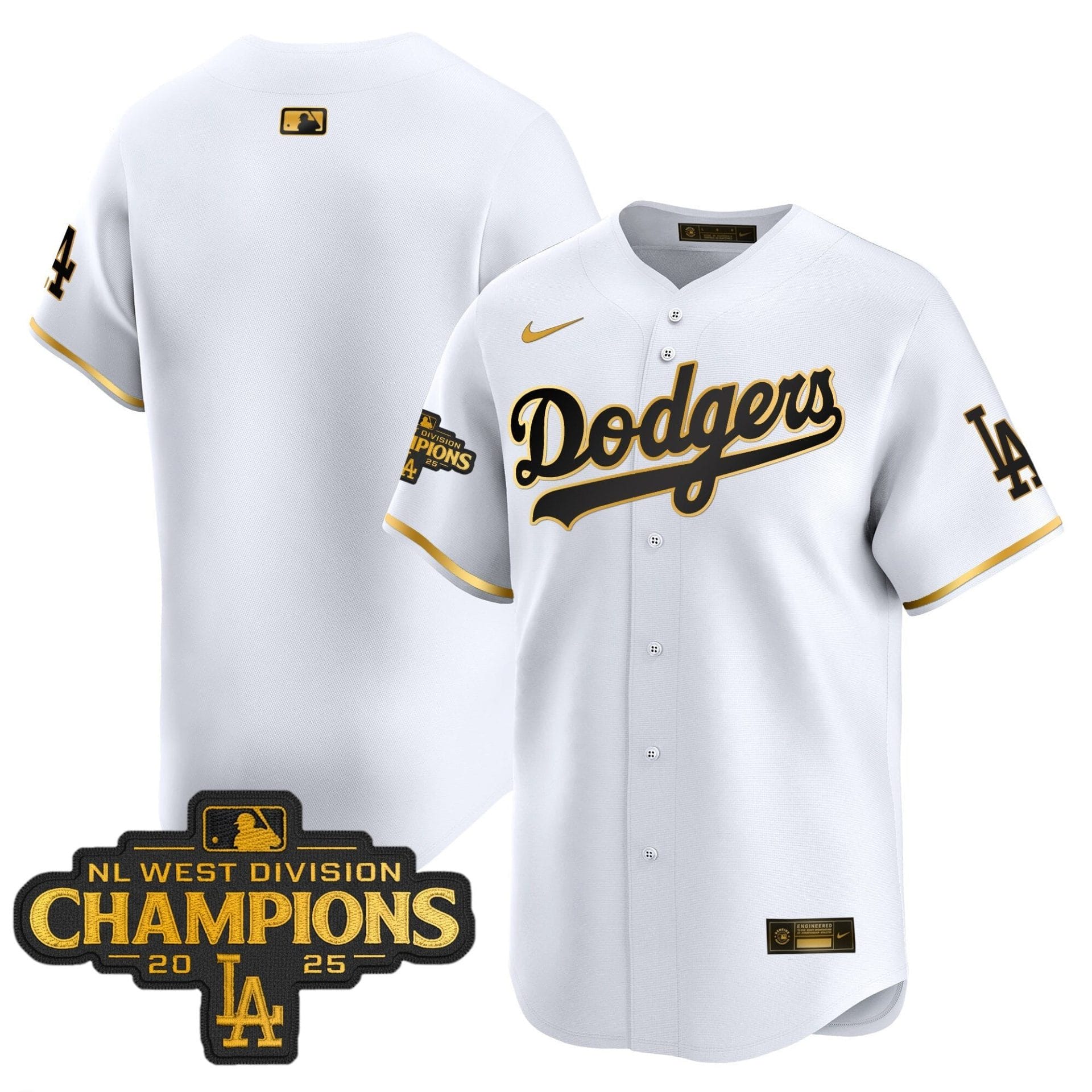 Dodgers 2025 NL West Division Champions Patch Gold Trim Vapor Premier Limited Jersey - All Stitched - Image 21
