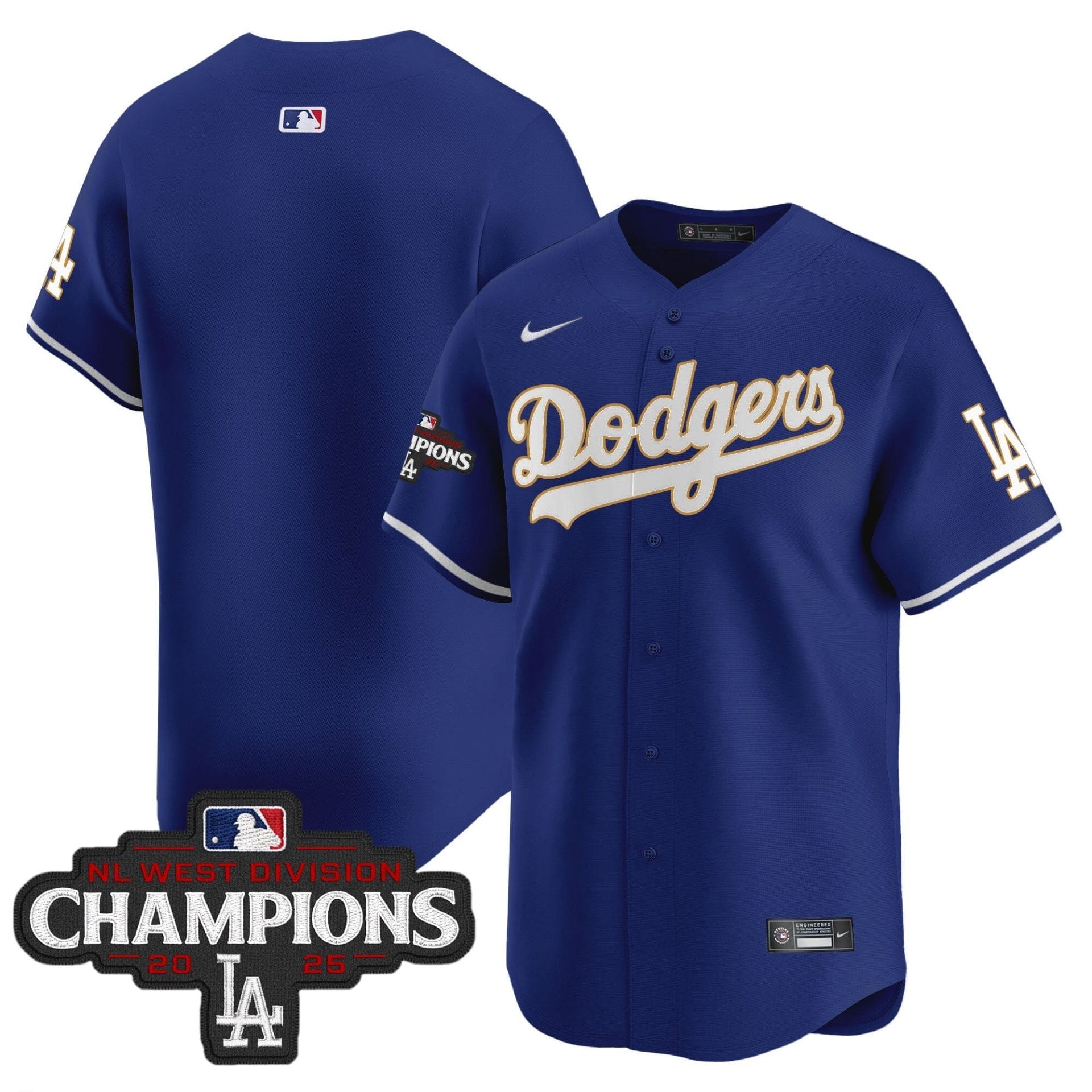 Dodgers 2025 NL West Division Champions Patch Gold Trim Vapor Premier Limited Jersey - All Stitched - Image 41
