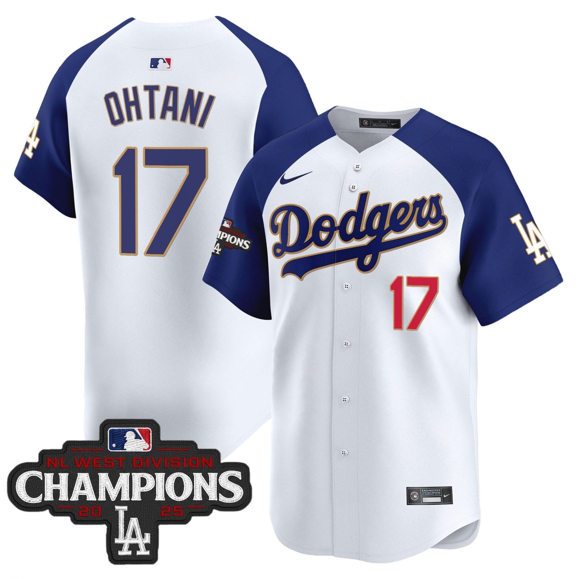 Dodgers 2025 NL West Division Champions Patch Gold Trim Vapor Premier Limited Jersey - All Stitched - Image 42