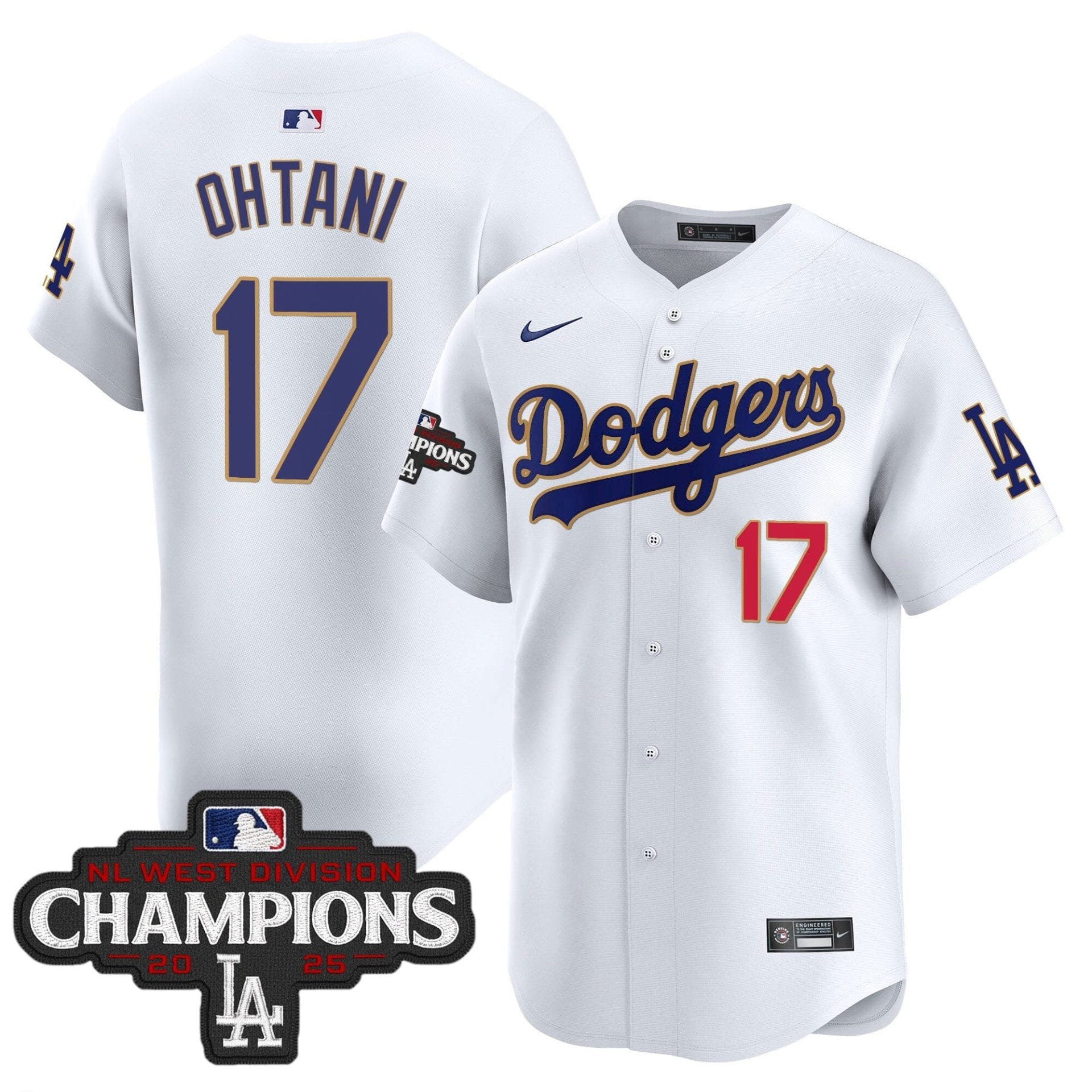 Dodgers 2025 NL West Division Champions Patch Gold Trim Vapor Premier Limited Jersey - All Stitched - Image 22