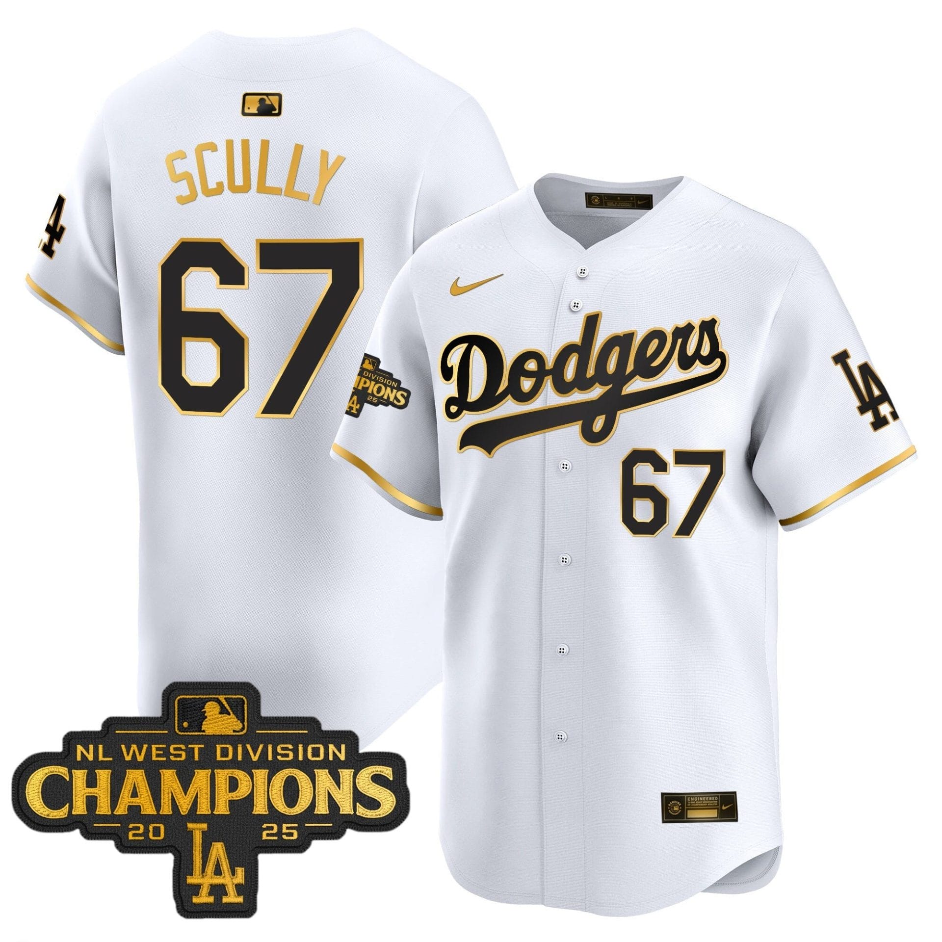Dodgers 2025 NL West Division Champions Patch Gold Trim Vapor Premier Limited Jersey - All Stitched - Image 18