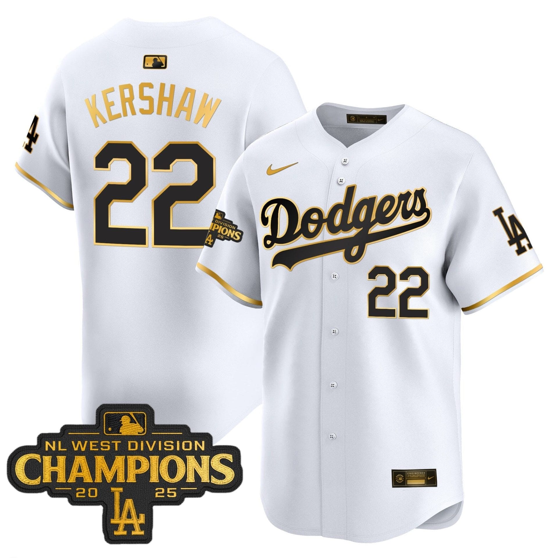 Dodgers 2025 NL West Division Champions Patch Gold Trim Vapor Premier Limited Jersey - All Stitched - Image 20