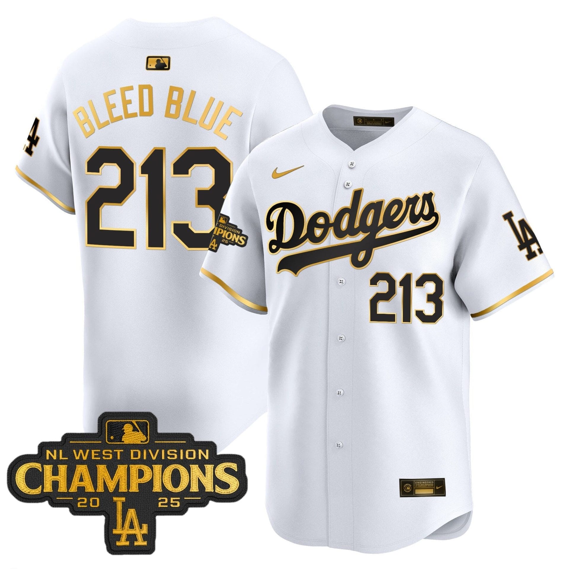 Dodgers 2025 NL West Division Champions Patch Gold Trim Vapor Premier Limited Jersey - All Stitched - Image 13