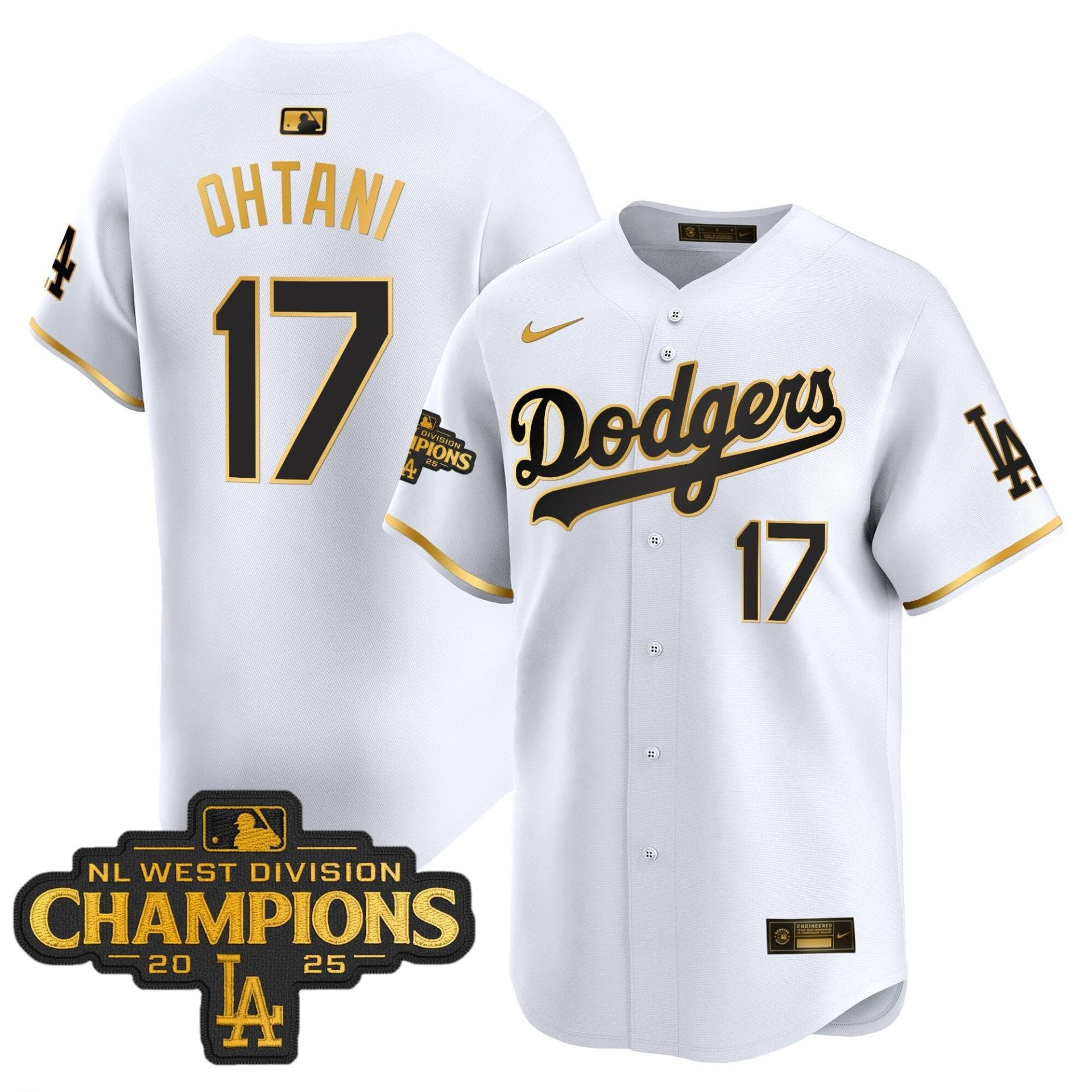 Dodgers 2025 NL West Division Champions Patch Gold Trim Vapor Premier Limited Jersey - All Stitched - Image 12