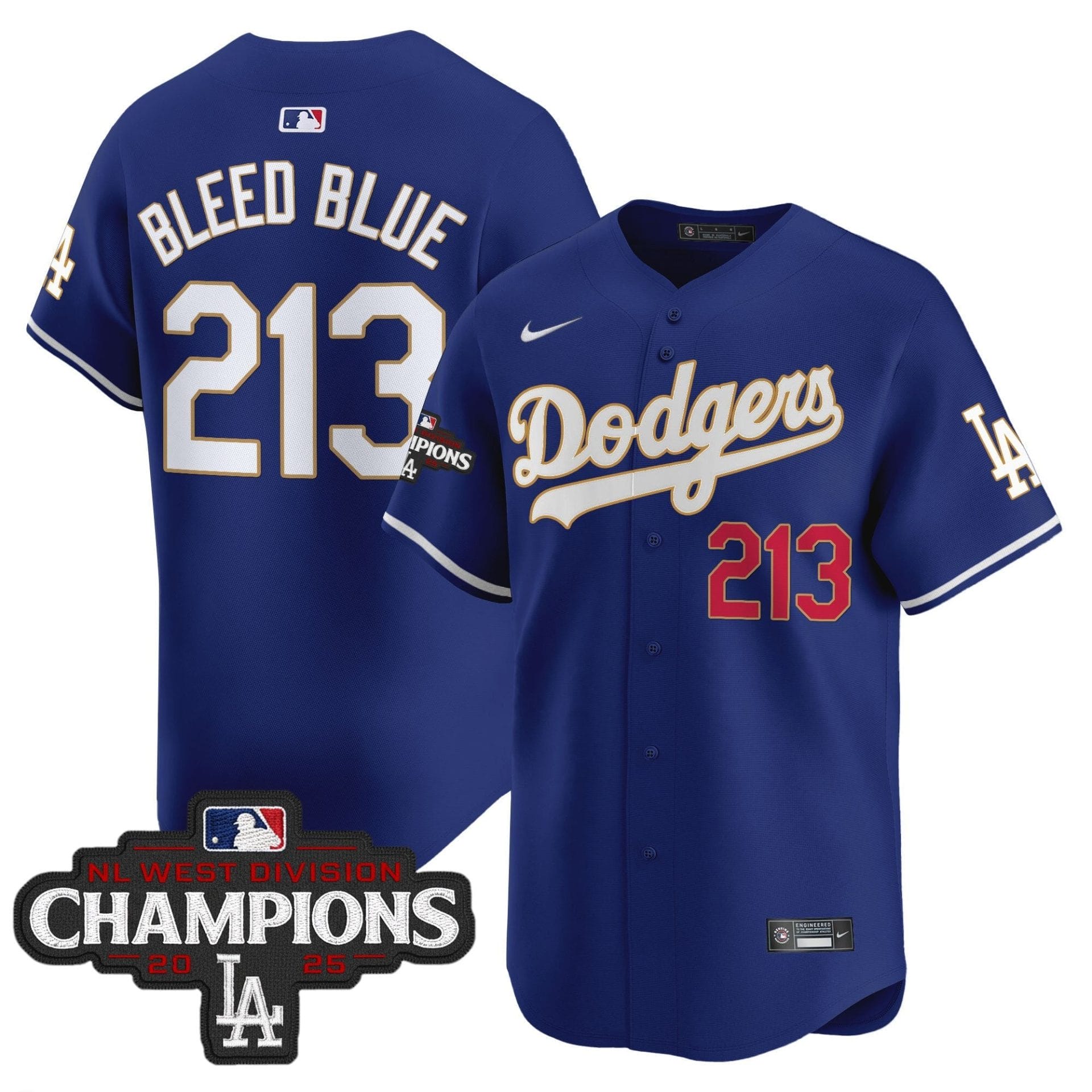 Dodgers 2025 NL West Division Champions Patch Gold Trim Vapor Premier Limited Jersey - All Stitched - Image 33