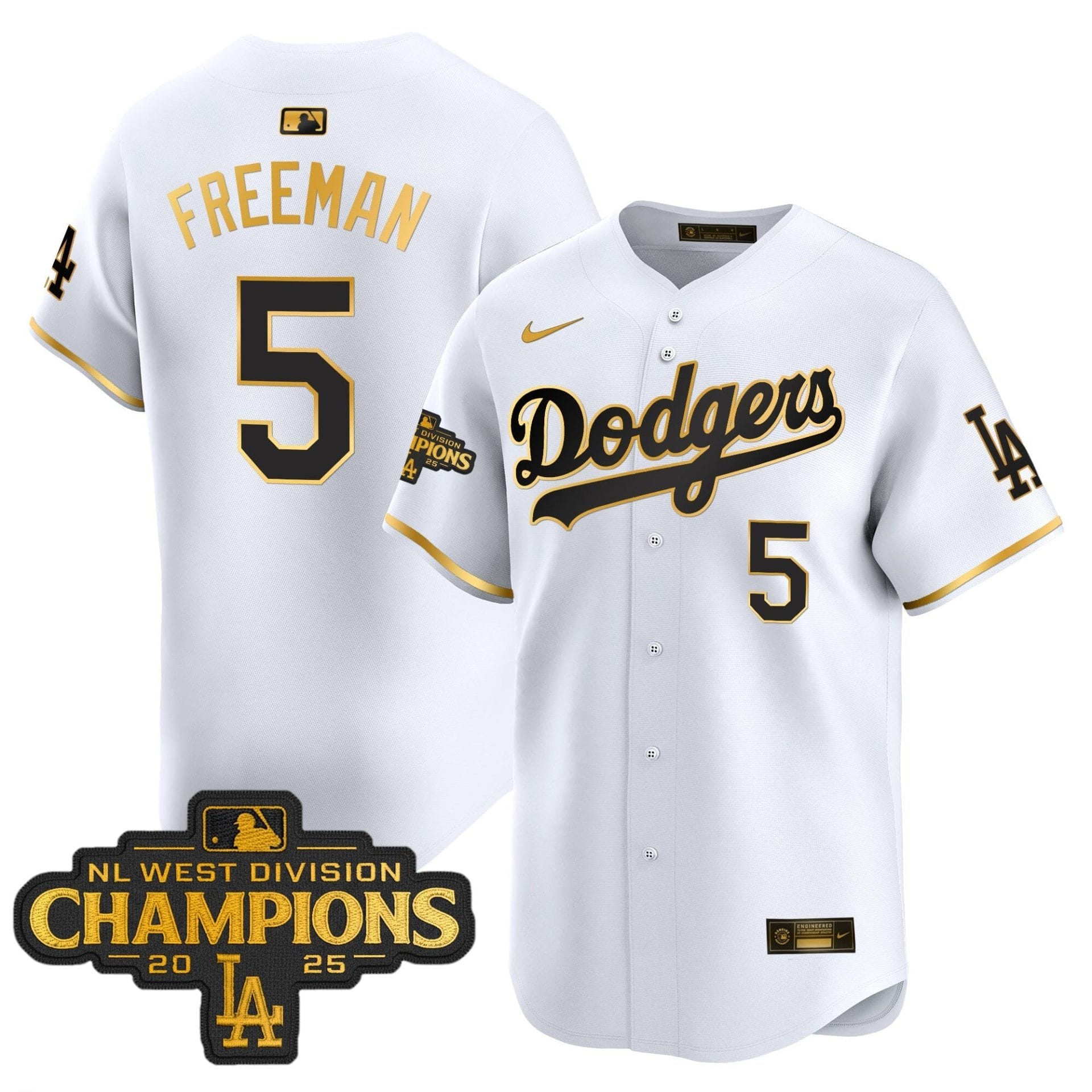 Dodgers 2025 NL West Division Champions Patch Gold Trim Vapor Premier Limited Jersey - All Stitched - Image 14