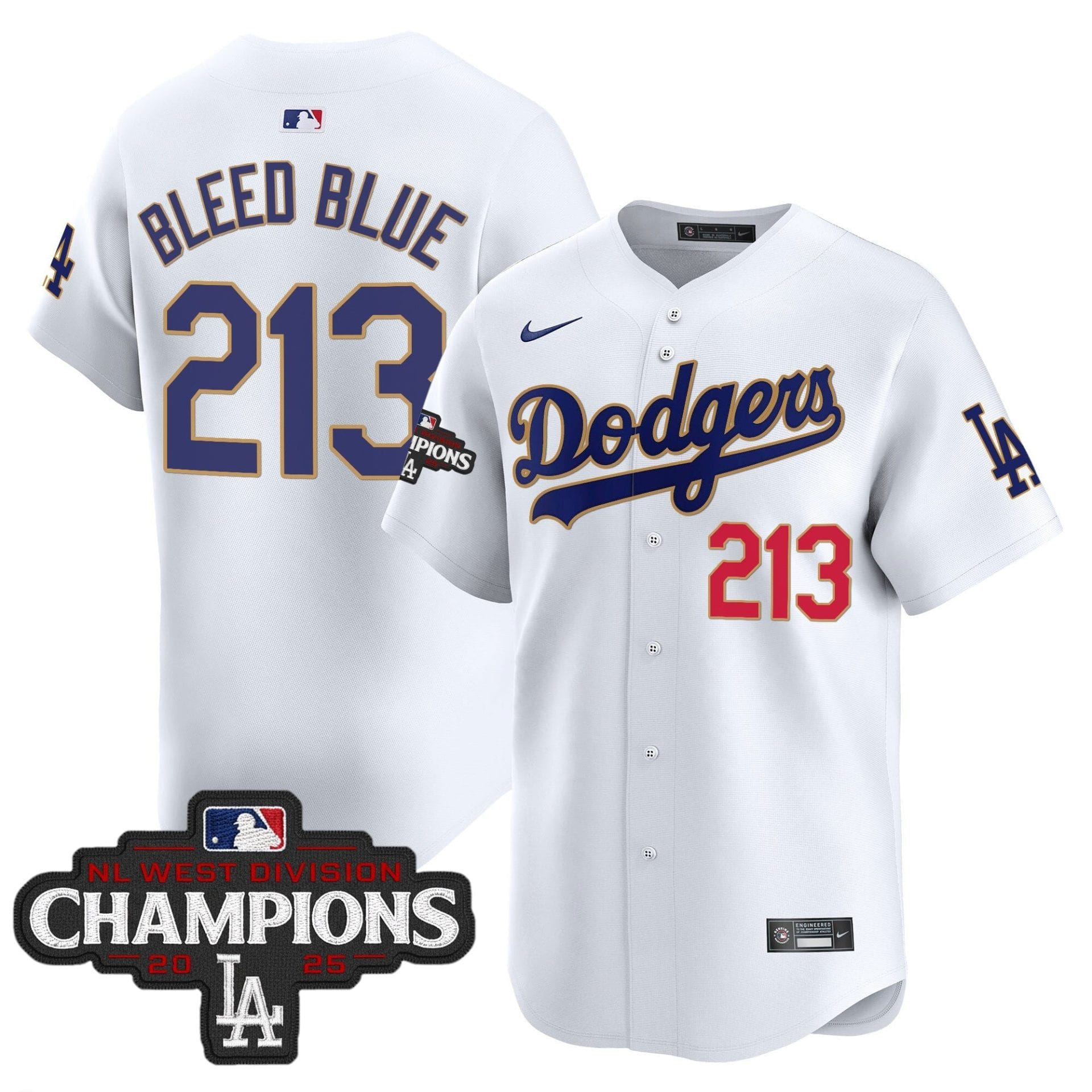 Dodgers 2025 NL West Division Champions Patch Gold Trim Vapor Premier Limited Jersey - All Stitched - Image 23