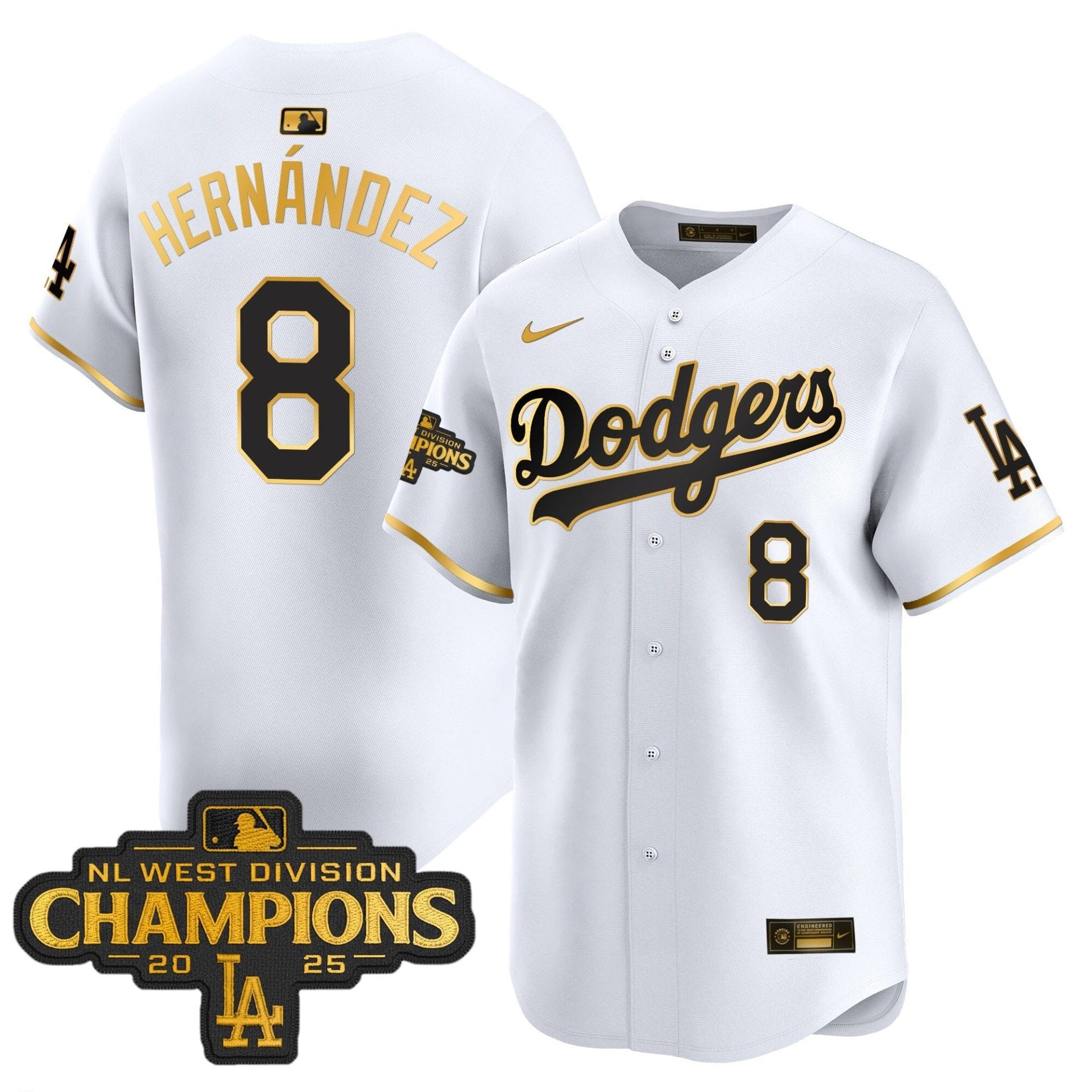 Dodgers 2025 NL West Division Champions Patch Gold Trim Vapor Premier Limited Jersey - All Stitched - Image 19