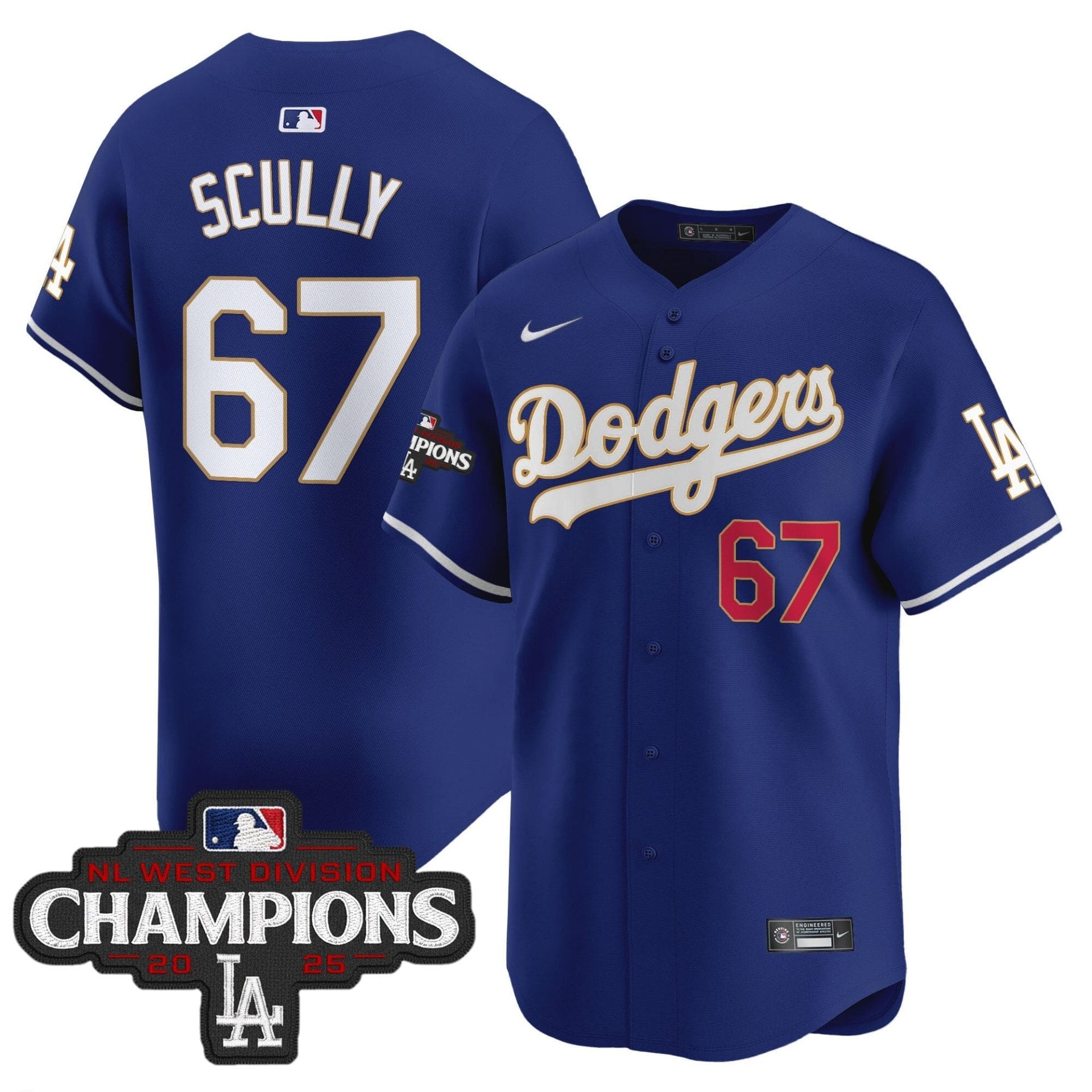 Dodgers 2025 NL West Division Champions Patch Gold Trim Vapor Premier Limited Jersey - All Stitched - Image 38