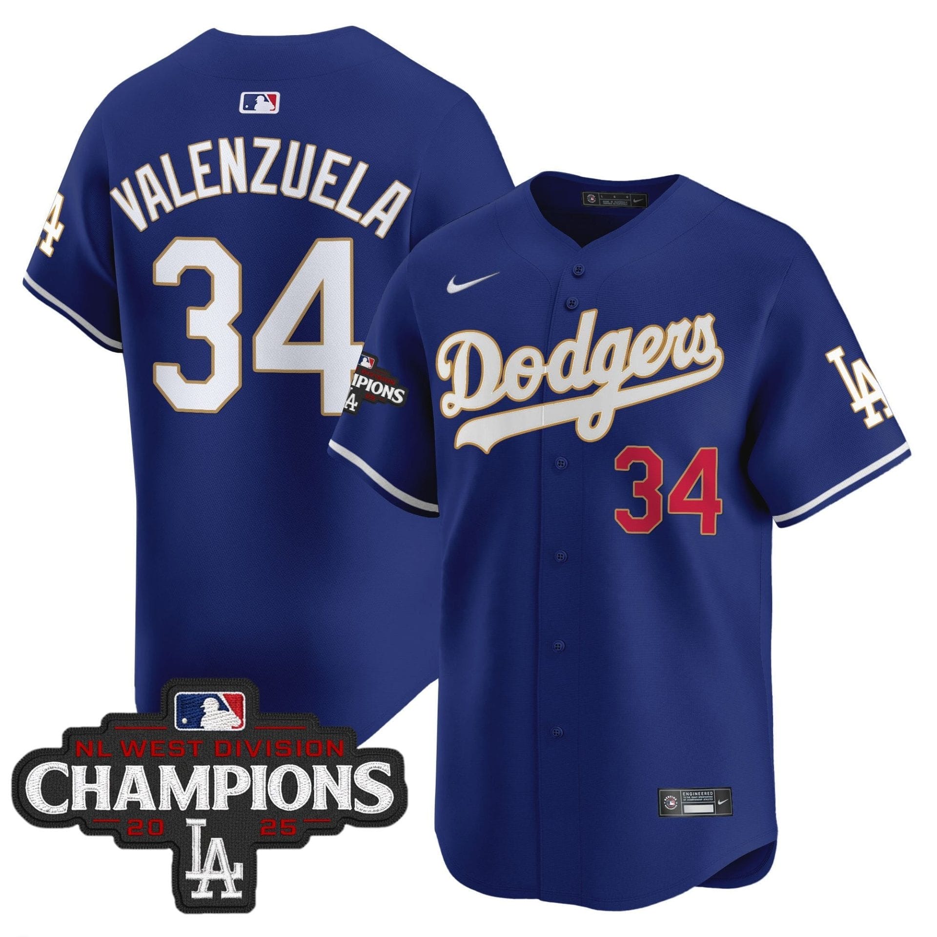 Dodgers 2025 NL West Division Champions Patch Gold Trim Vapor Premier Limited Jersey - All Stitched - Image 35