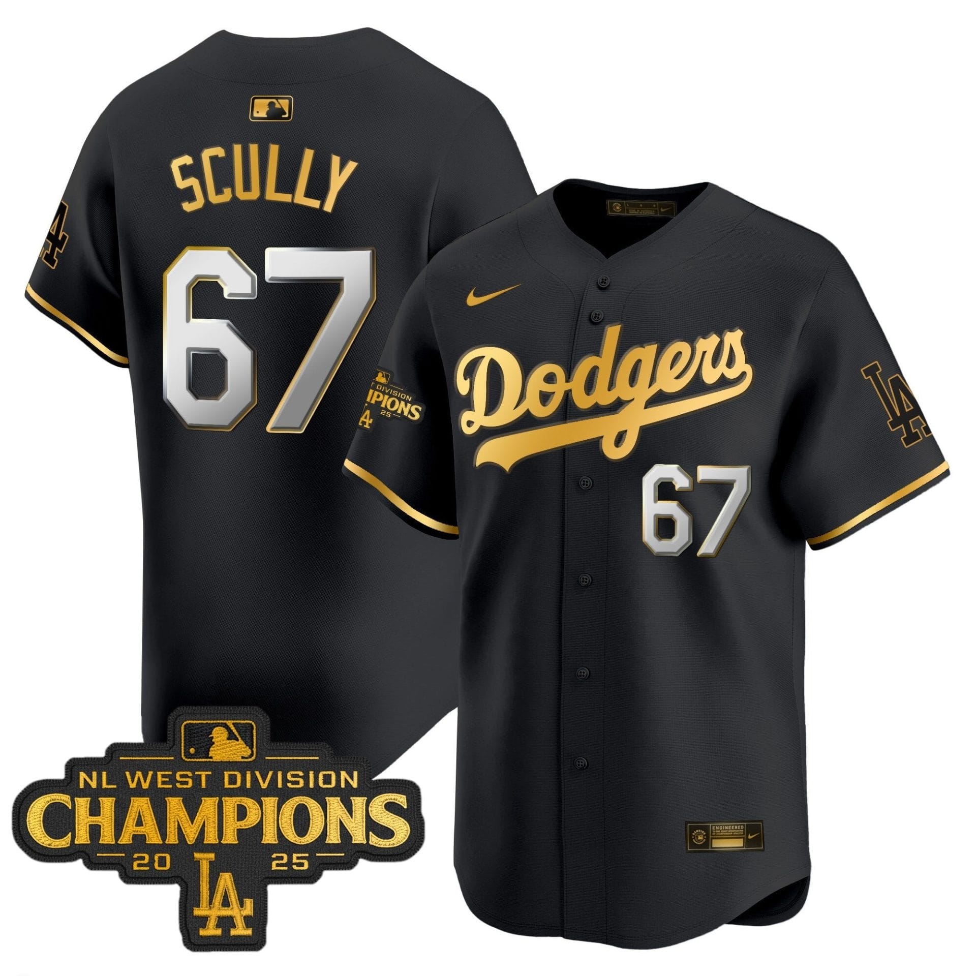 Dodgers 2025 NL West Division Champions Patch Gold Trim Vapor Premier Limited Jersey - All Stitched - Image 8
