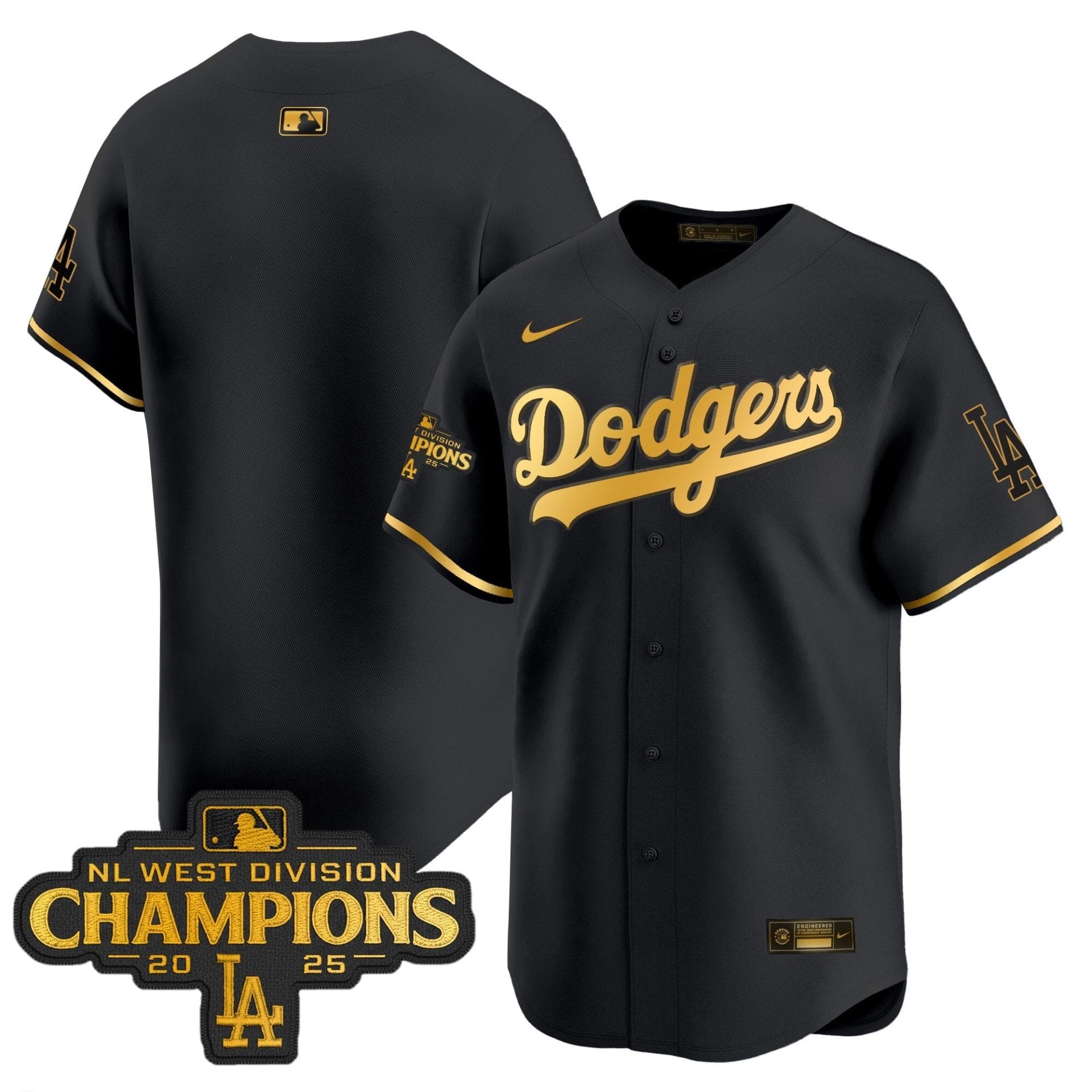 Dodgers 2025 NL West Division Champions Patch Gold Trim Vapor Premier Limited Jersey - All Stitched - Image 11