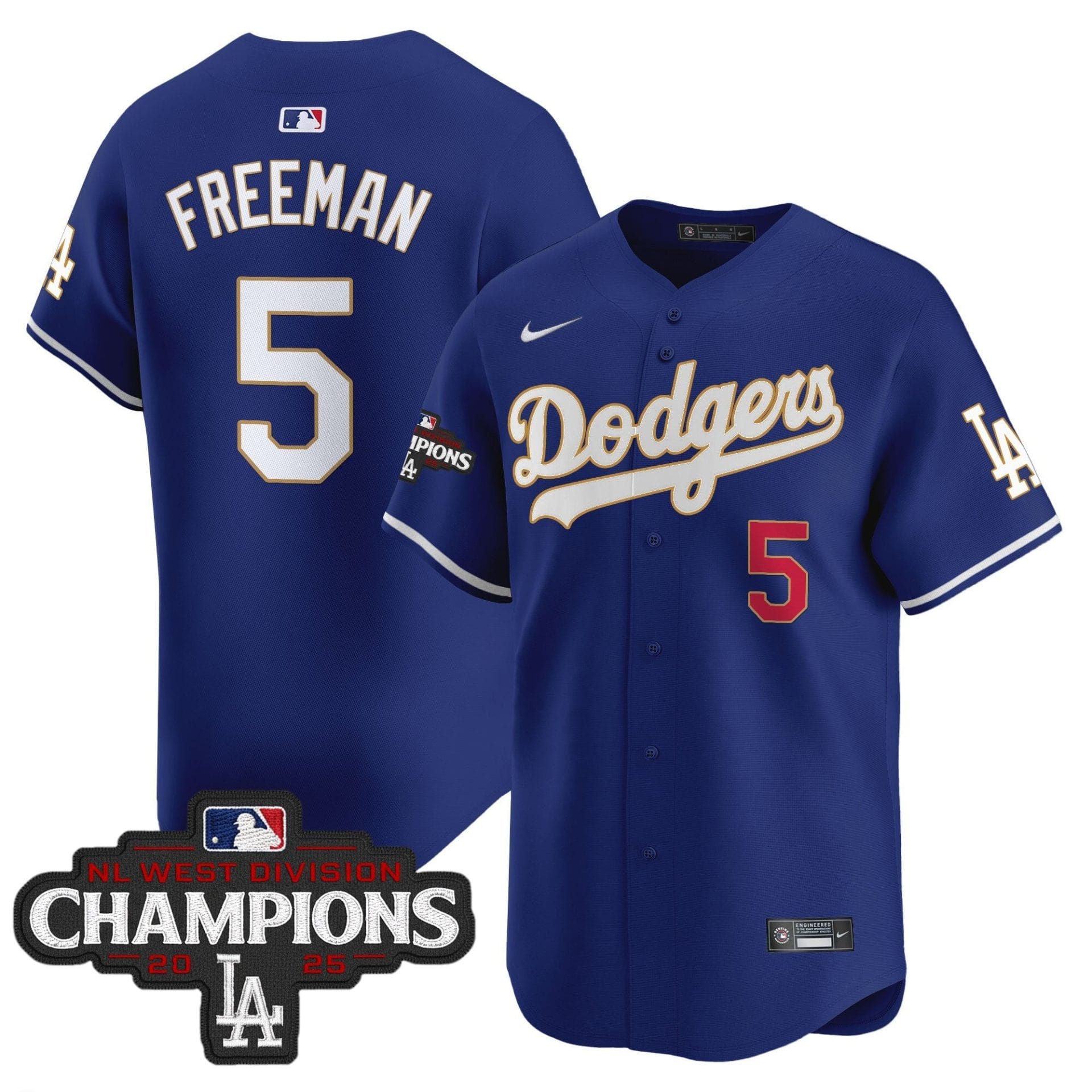 Dodgers 2025 NL West Division Champions Patch Gold Trim Vapor Premier Limited Jersey - All Stitched - Image 34