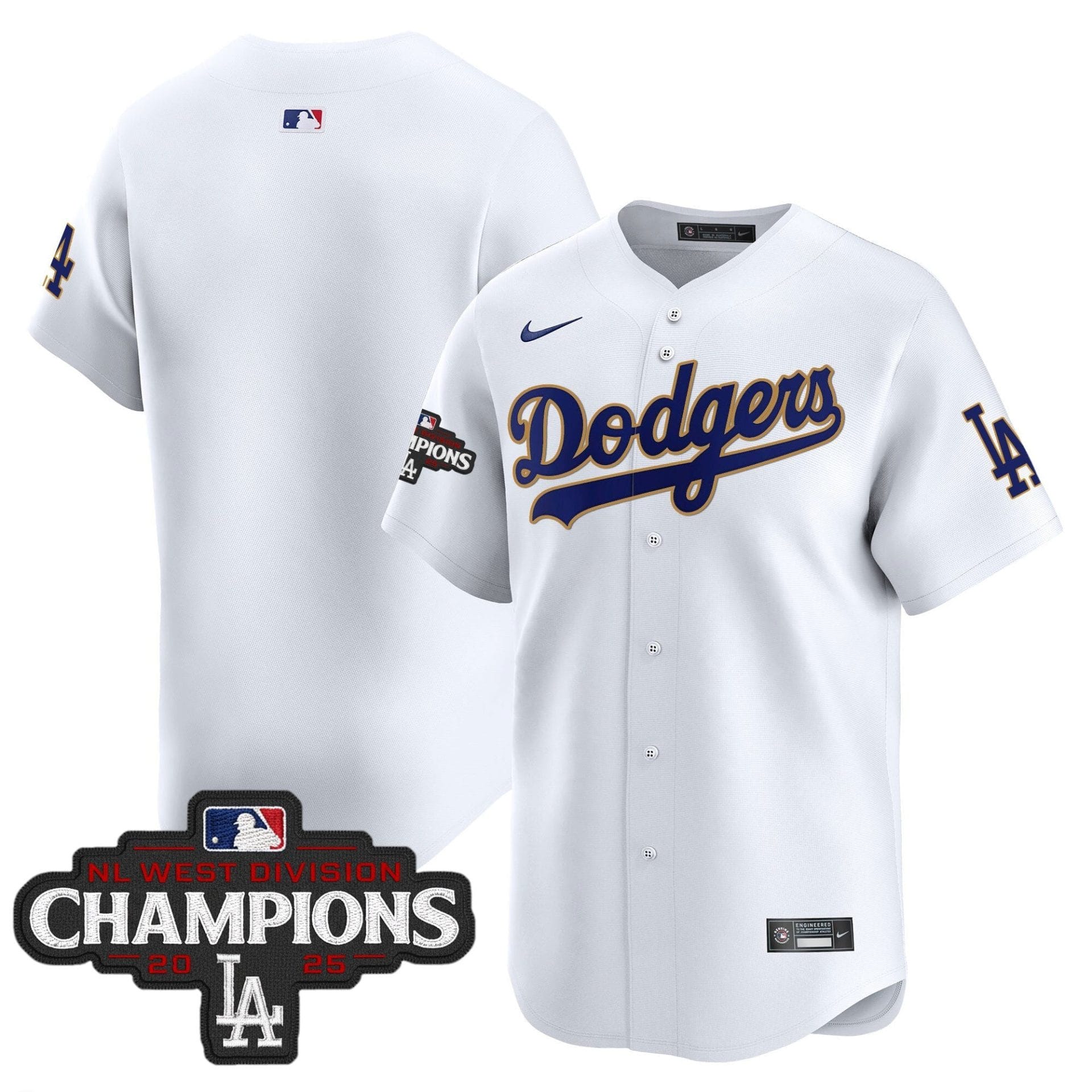 Dodgers 2025 NL West Division Champions Patch Gold Trim Vapor Premier Limited Jersey - All Stitched - Image 31