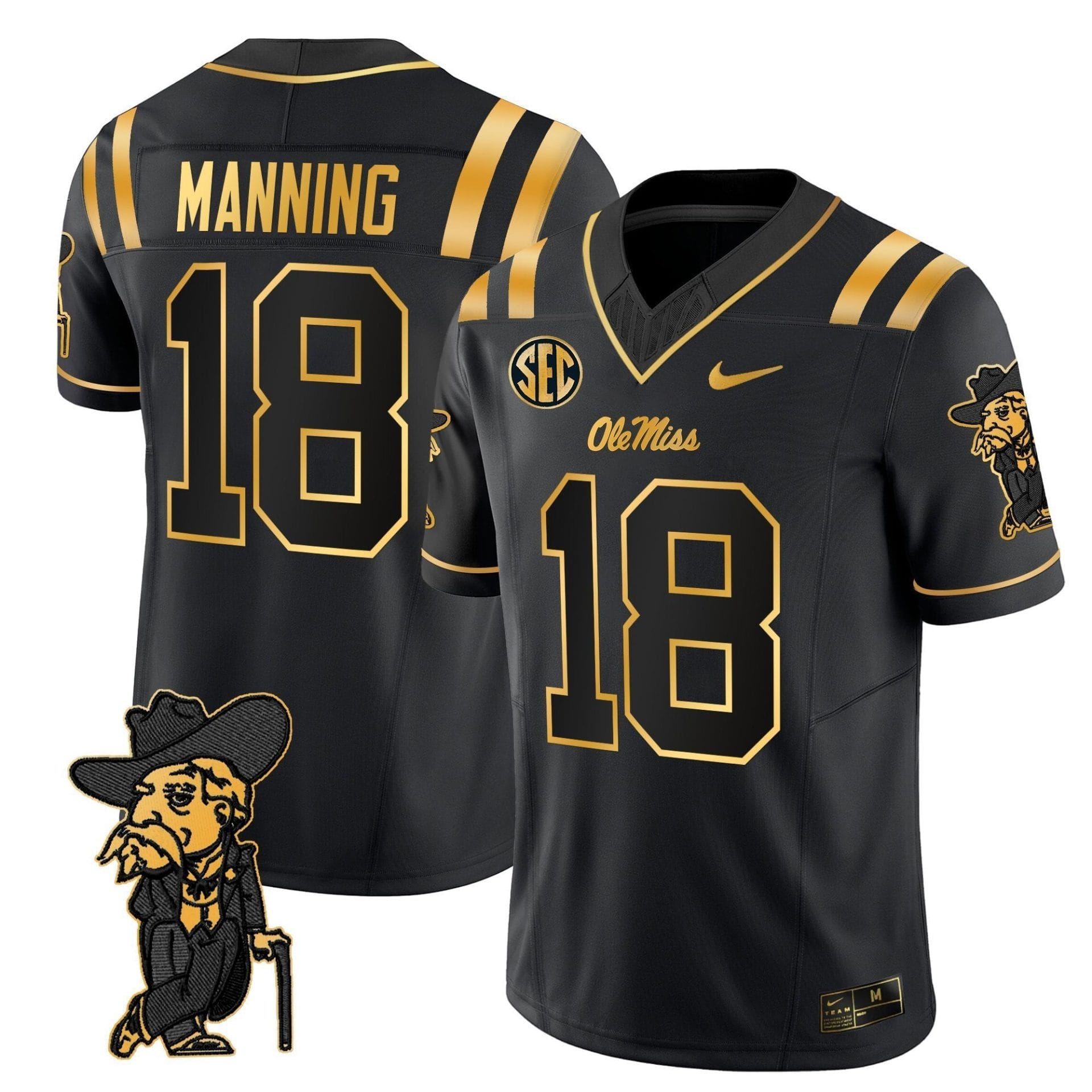 Men's Ole Miss Rebels 2025 Gold Vapor Limited Jersey - All Stitched - Image 21