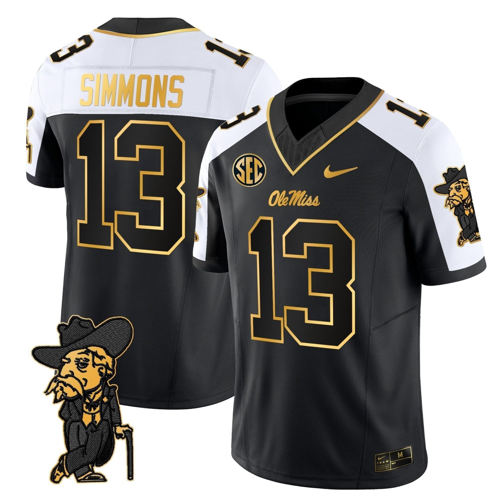 Men's Ole Miss Rebels 2025 Gold Vapor Limited Jersey - All Stitched - Image 5