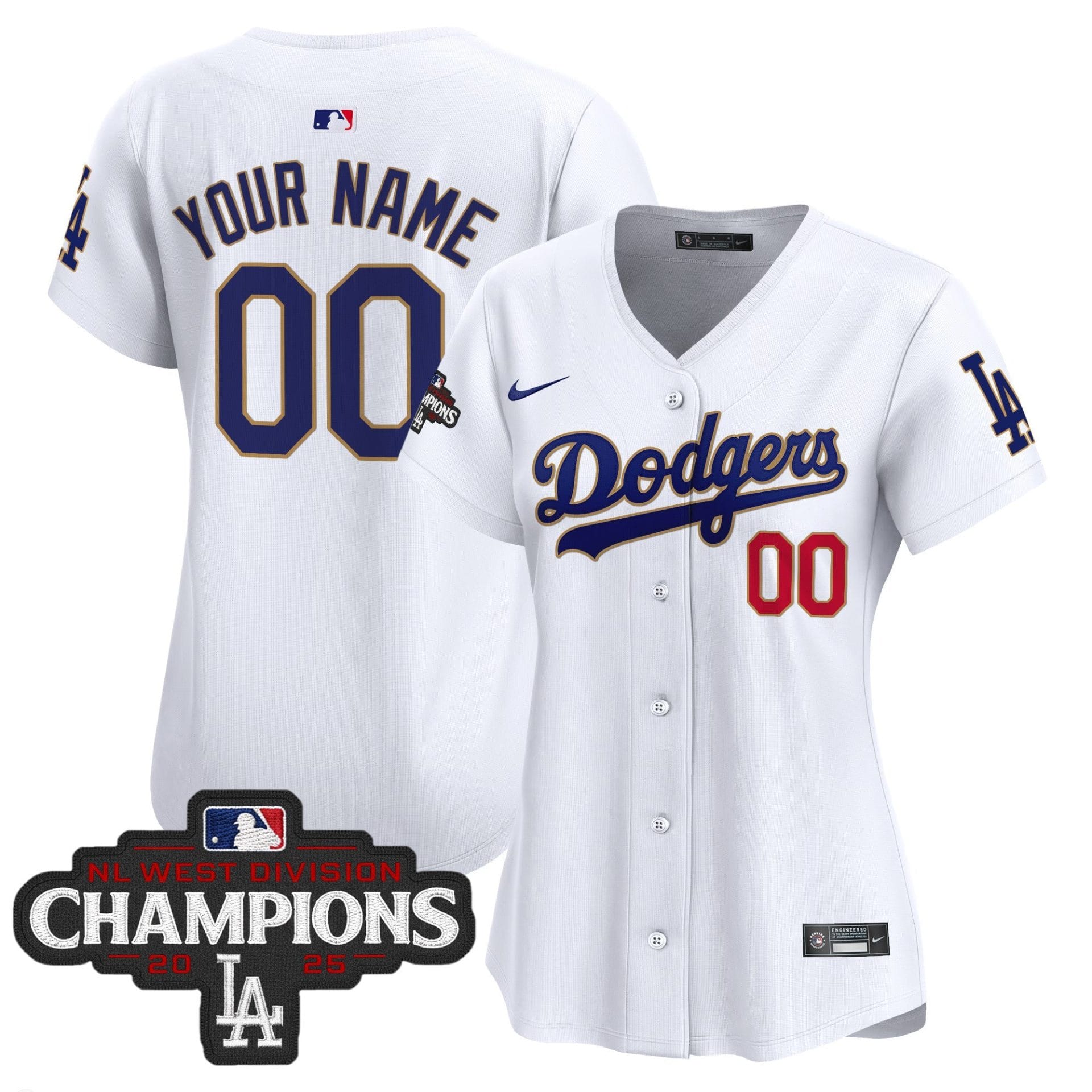 Dodgers 2025 NL West Division Champions Patch Gold Trim Vapor Premier Limited Custom Jersey - All Stitched - Image 8