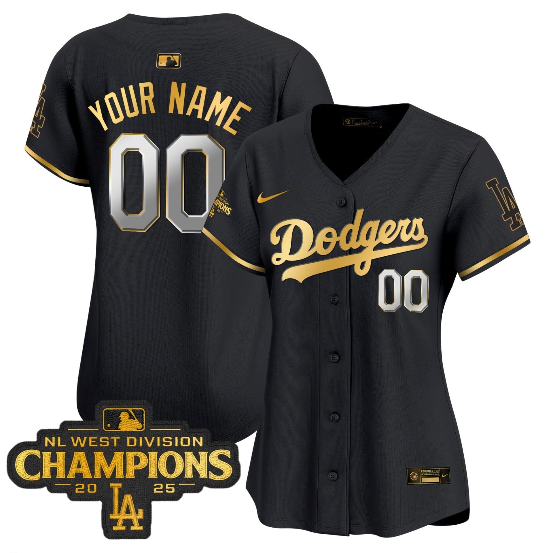 Dodgers 2025 NL West Division Champions Patch Gold Trim Vapor Premier Limited Custom Jersey - All Stitched - Image 6