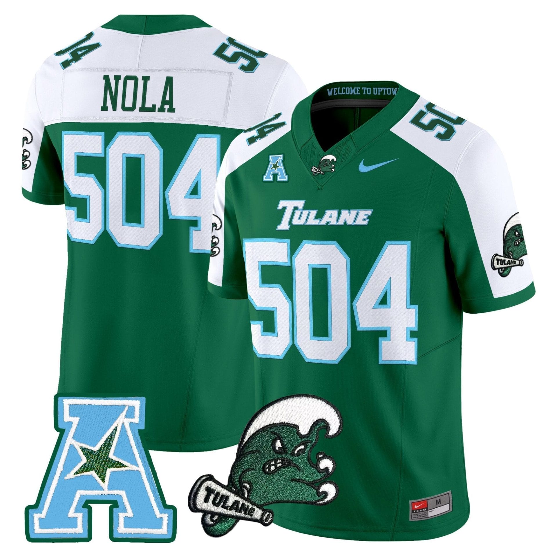 Alternative view of Tulane Green Wave 2025 Vapor Limited Jersey - All Stitched