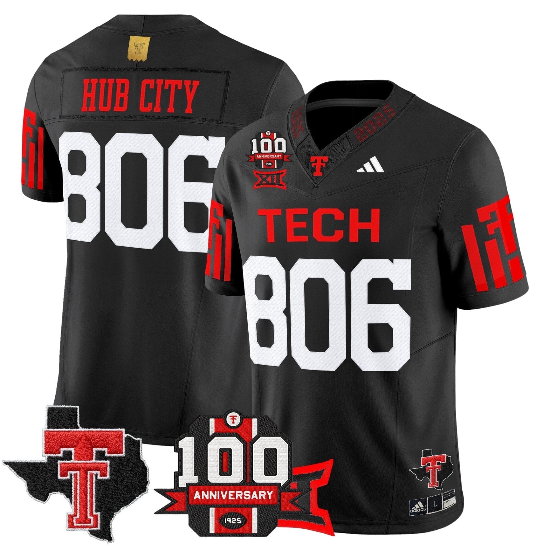 Alternative view of Texas Tech Red Raiders 2025 Vapor Limited Jersey - 100th Anniversary & Texas Patch - All Stitched
