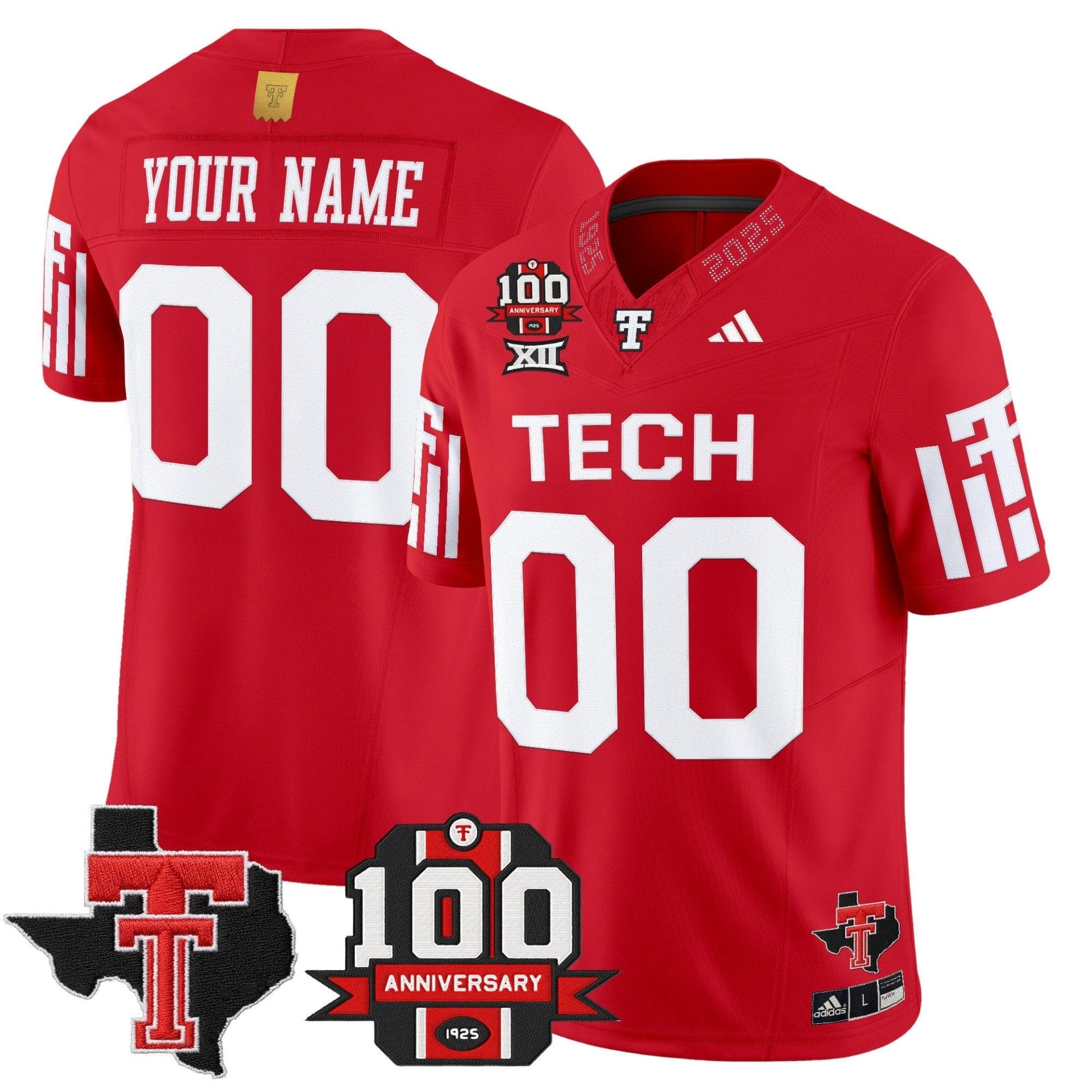 Texas Tech Red Raiders 2025 Vapor Limited Custom Jersey - 100th Anniversary & Texas Patch - All Stitched - Image 2