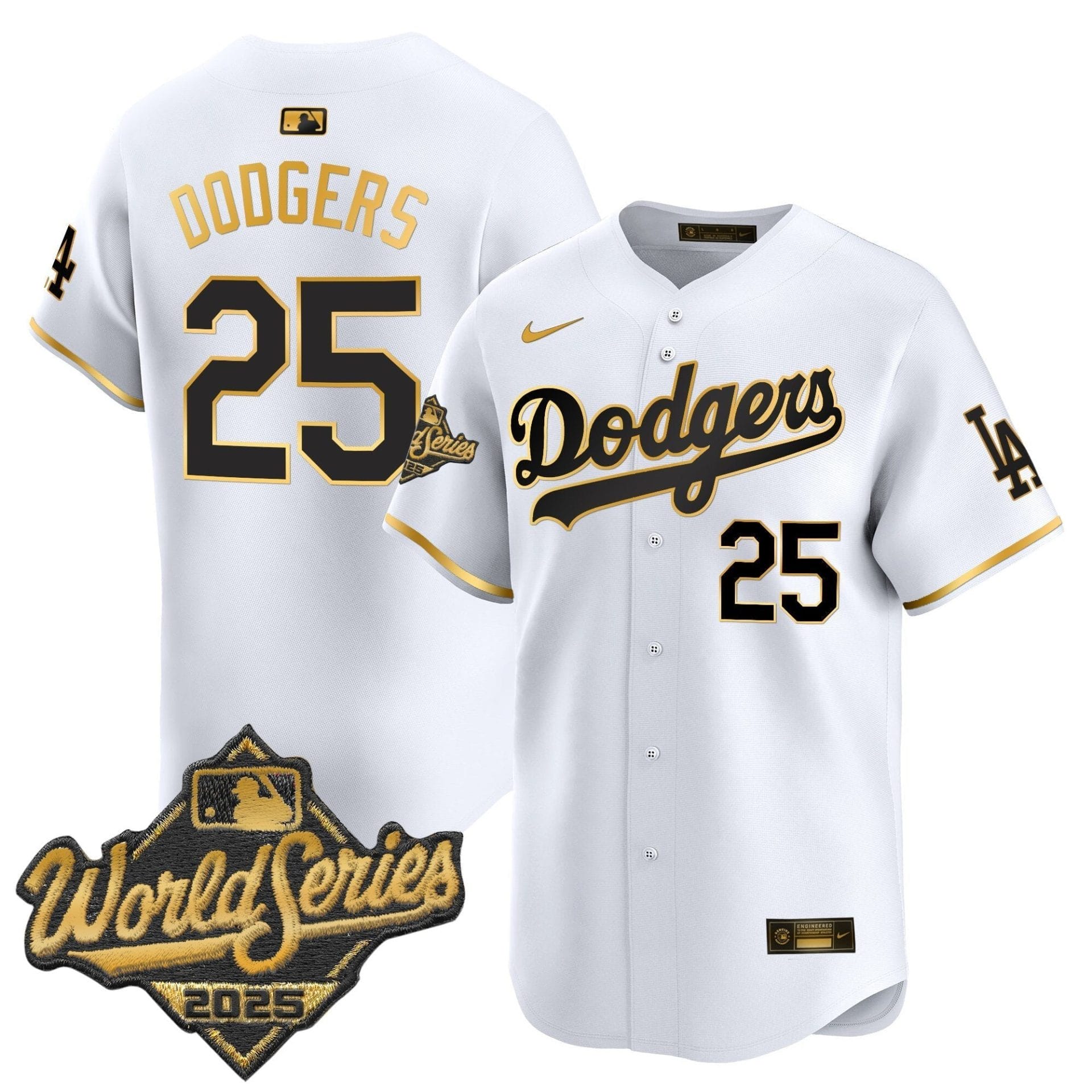 Dodgers 2025 World Series Gold Trim Vapor Premier Limited Jersey - All Stitched - Image 11