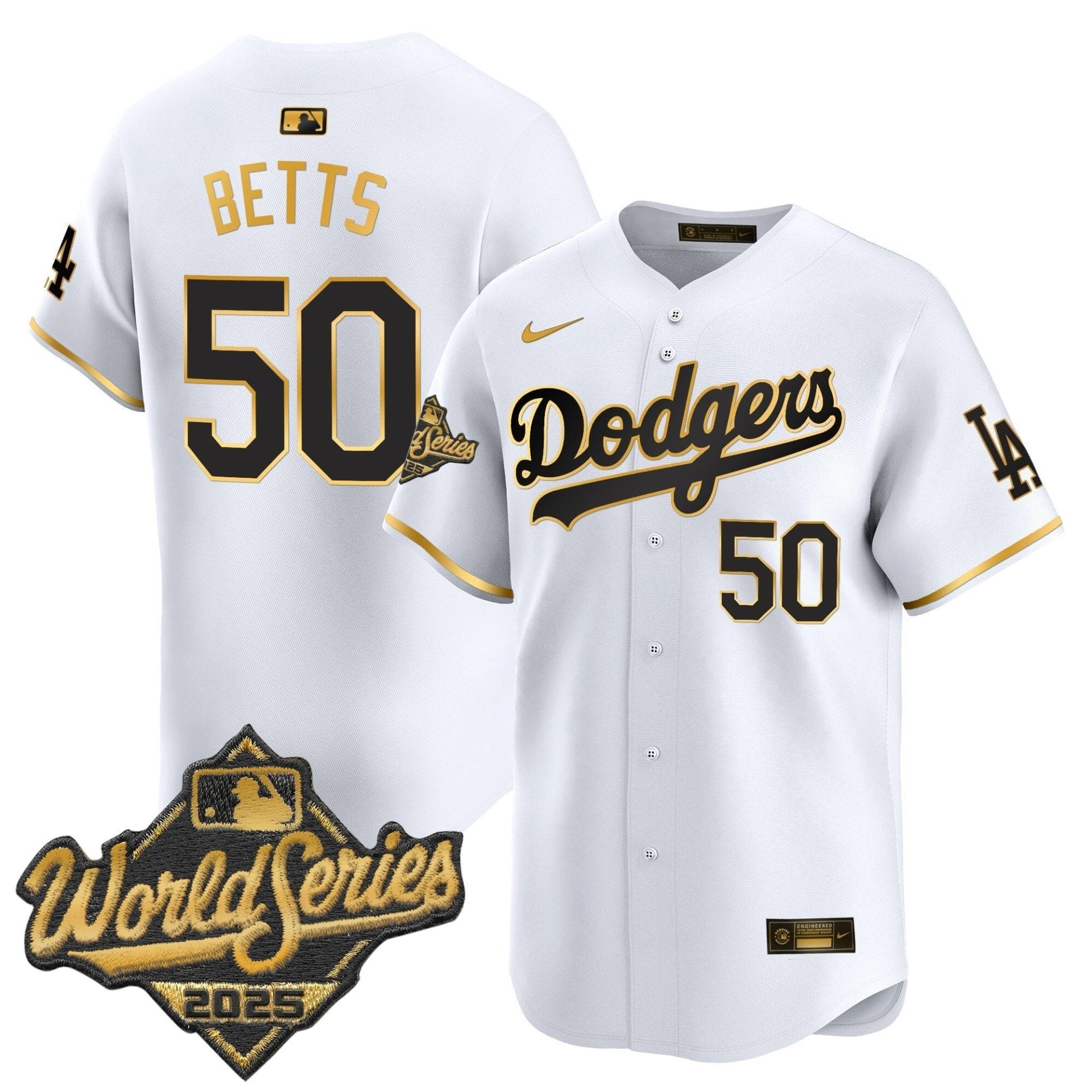 Dodgers 2025 World Series Gold Trim Vapor Premier Limited Jersey - All Stitched - Image 6