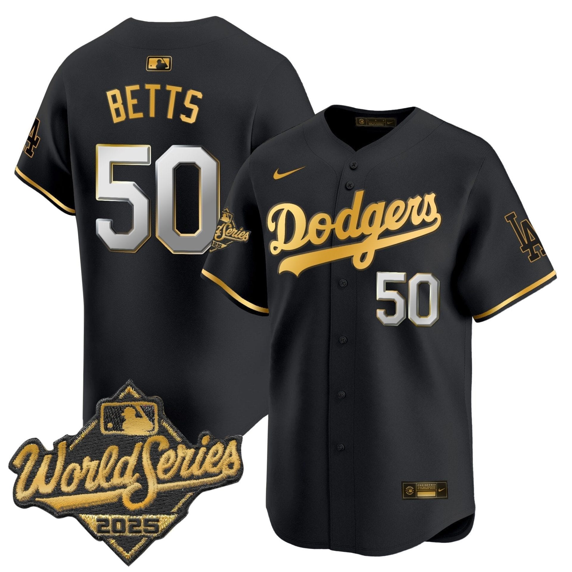 Dodgers 2025 World Series Gold Trim Vapor Premier Limited Jersey - All Stitched - Image 17