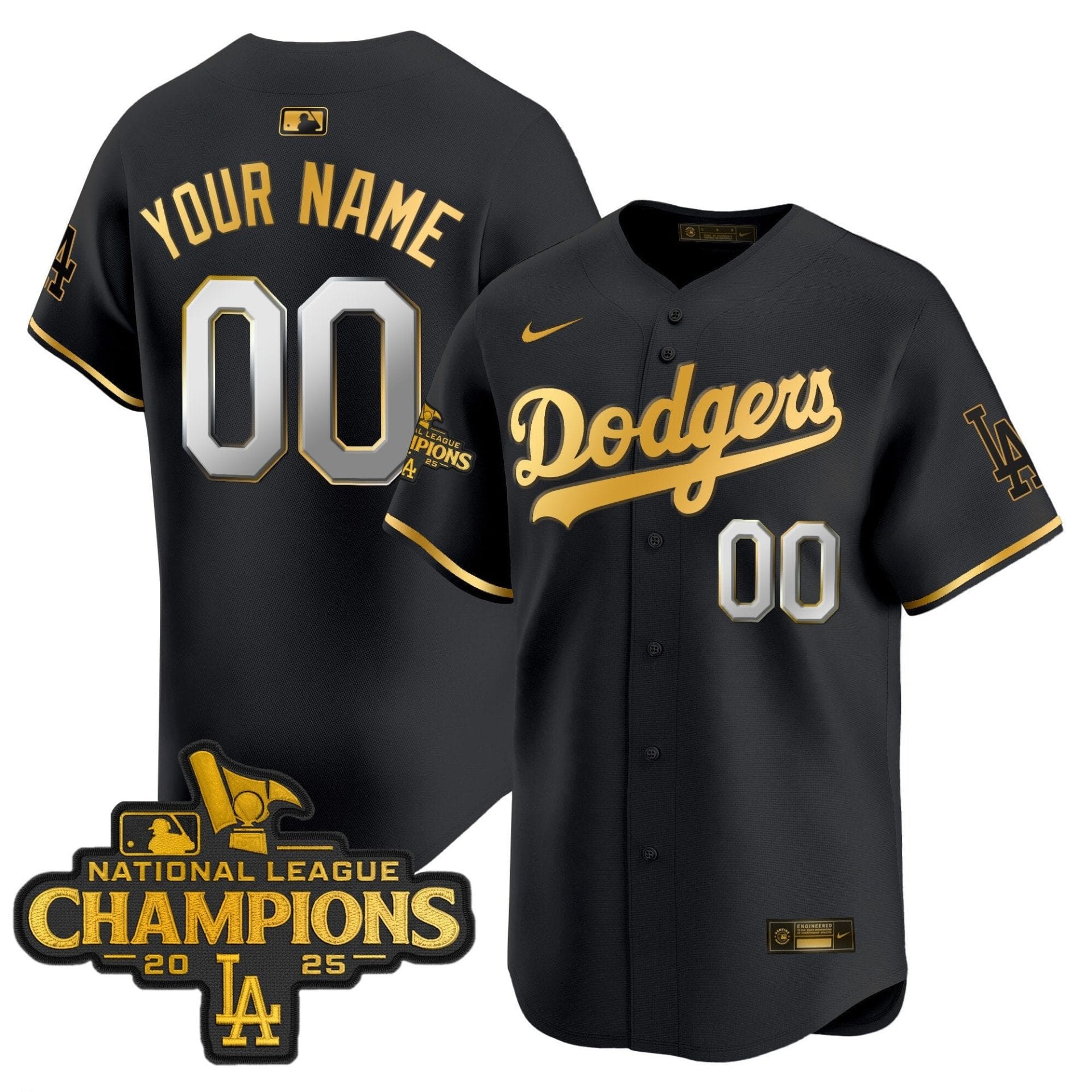 Alternative view of Dodgers 2025 National League Champions Vapor Premier Limited Custom Jersey - All Stitched