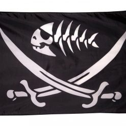 3x5FT Black Pirate Fish Flag Sword Banner Boat Sea Man Cave Bar Skeleton