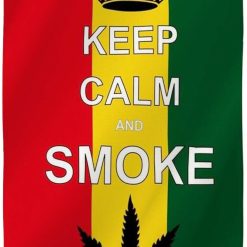 3x5FT Flag Keep Calm and Smoke Weed Marijuana Leaf Cannabis Sliff Toke Decor
