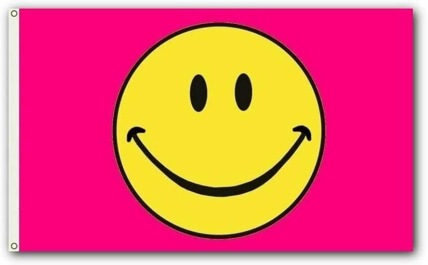 3x5FT Flag Pink Happy Smiley Face Banner Dorm Bedroom Advertising USA