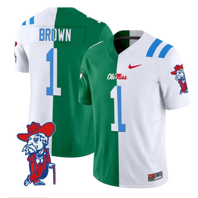 A.J. Brown Jersey #1 Ole Miss Rebels Split Vapor Limited All Stitched