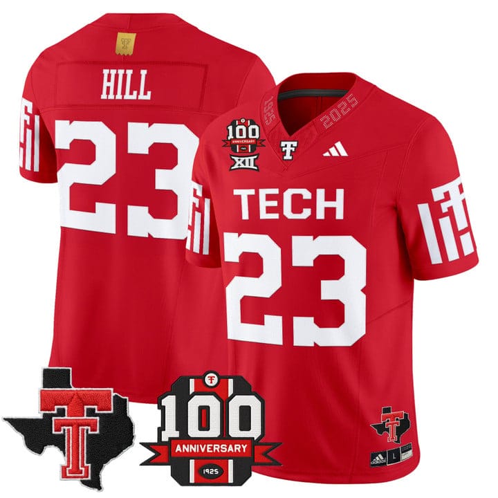 Adam Hill Jersey #23 Texas Tech 2025 100th Anniversary Patch Stitched - Image 3