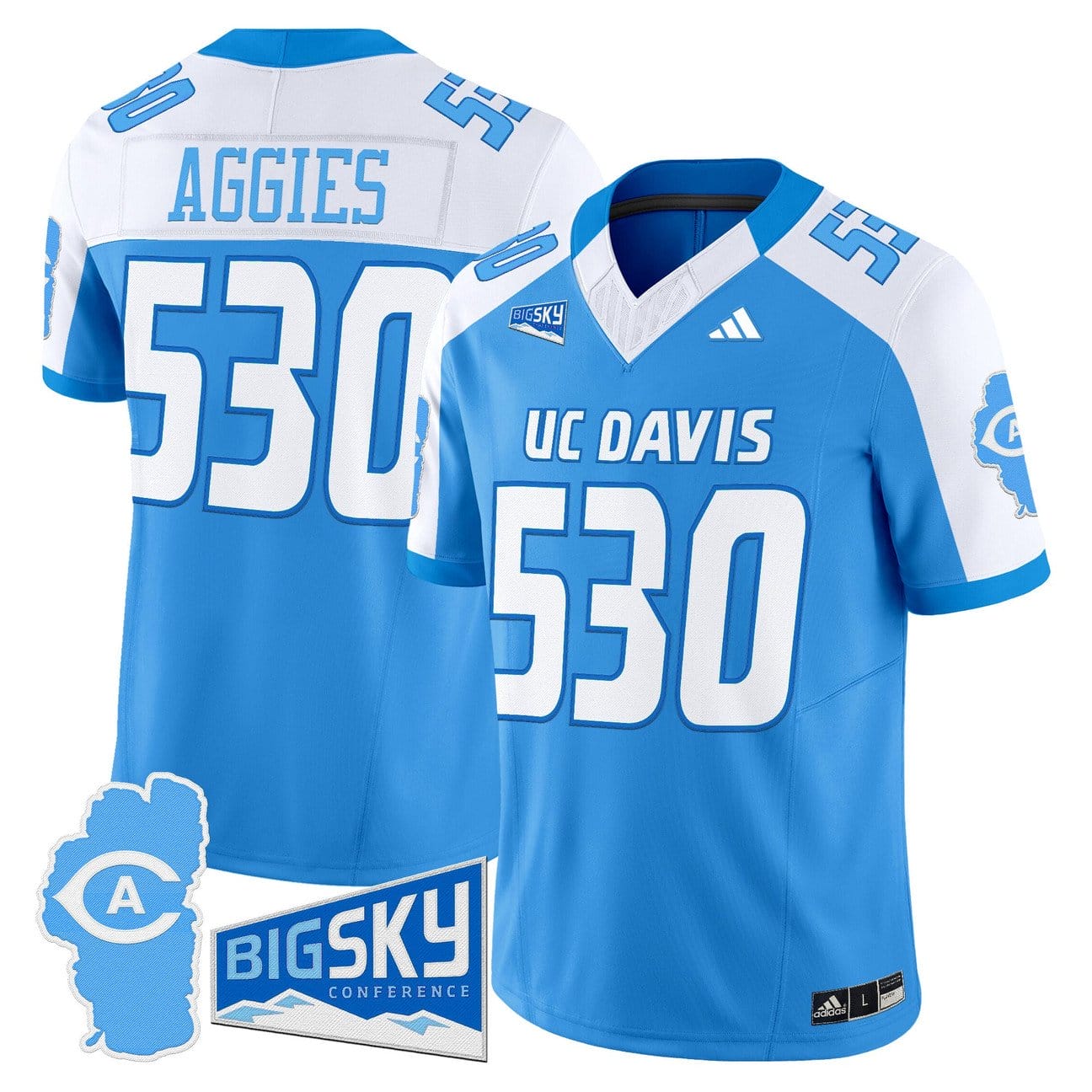 Alternative view of Aggies Jersey #530 UC Davis Aggies 2025 Lake Tahoe Patch Stitched