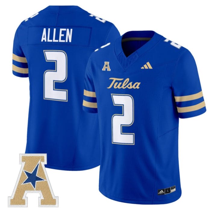 Ajay Allen Jersey #2 Tulsa Golden Hurricane 2025 Vapor Limited Stitched Royal