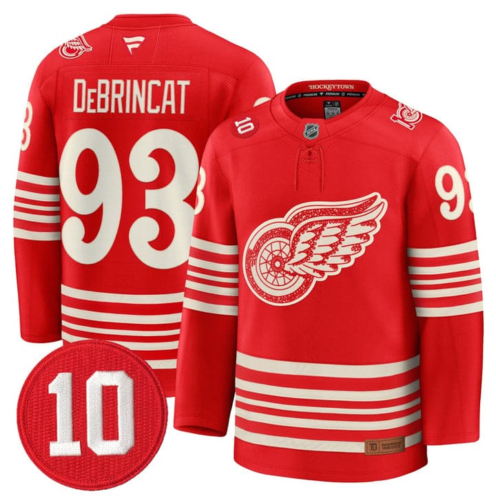 Alex DeBrincat Jersey #93 Detroit Red Wings #10 Alex Delvecchio Honoring Premium Stitched - Image 3