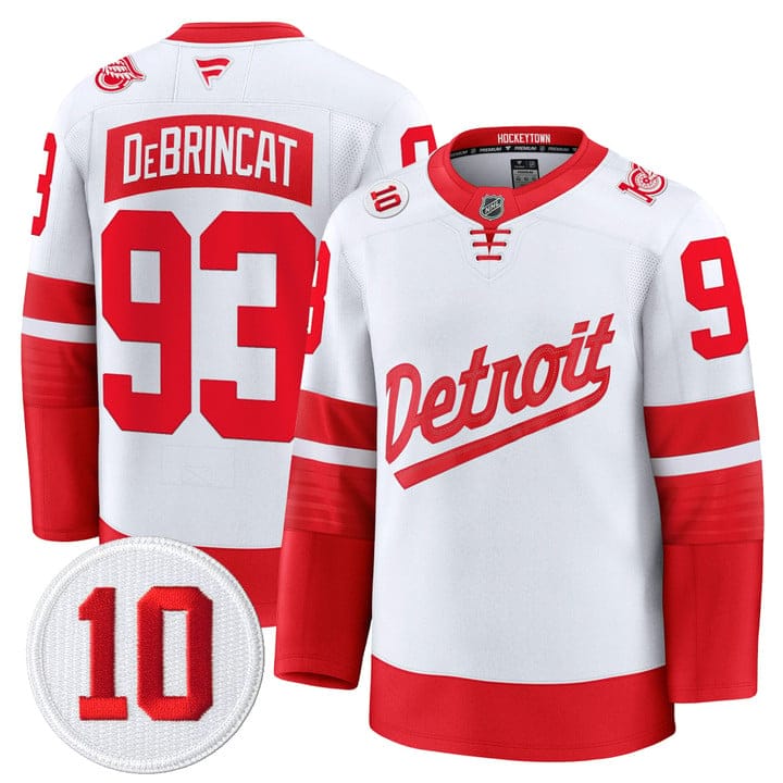 Alex DeBrincat Jersey #93 Detroit Red Wings #10 Alex Delvecchio Honoring Premium Stitched - Image 4