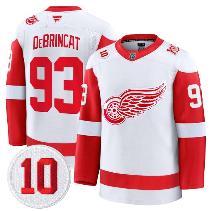 Alex DeBrincat Jersey #93 Detroit Red Wings #10 Alex Delvecchio Honoring Premium Stitched - Image 2