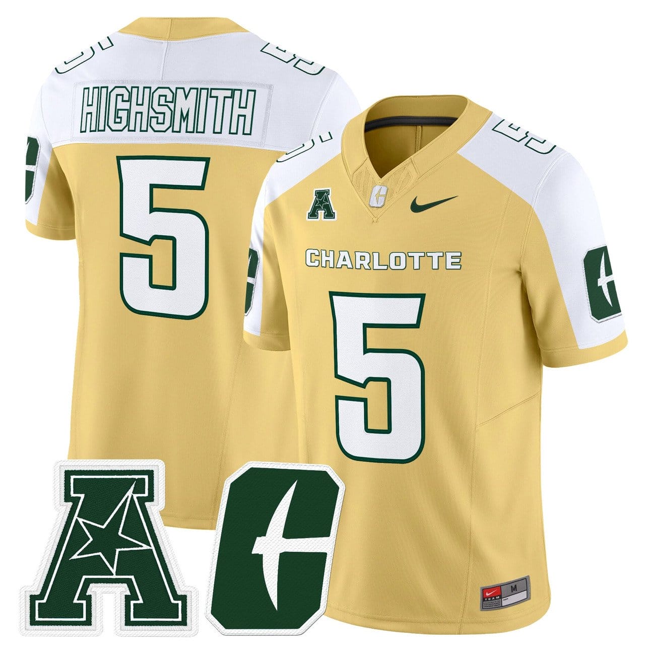 Alternative view of Alex Highsmith Jersey #5 Charlotte 49ers 2025 Vapor Limited Stitched