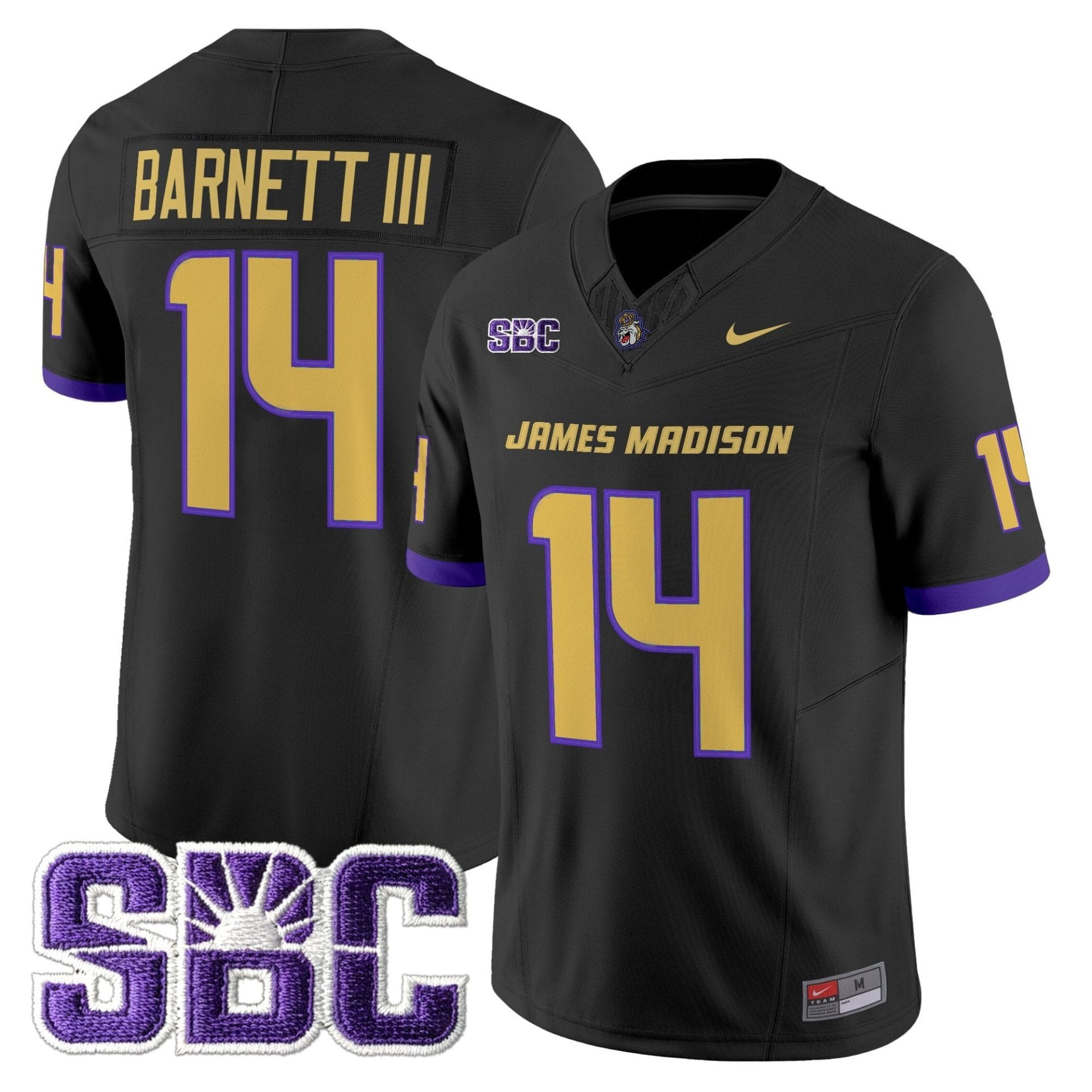 Alternative view of Alonza Barnett III Jersey #14 James Madison Dukes 2025 Vapor Limited Stitched