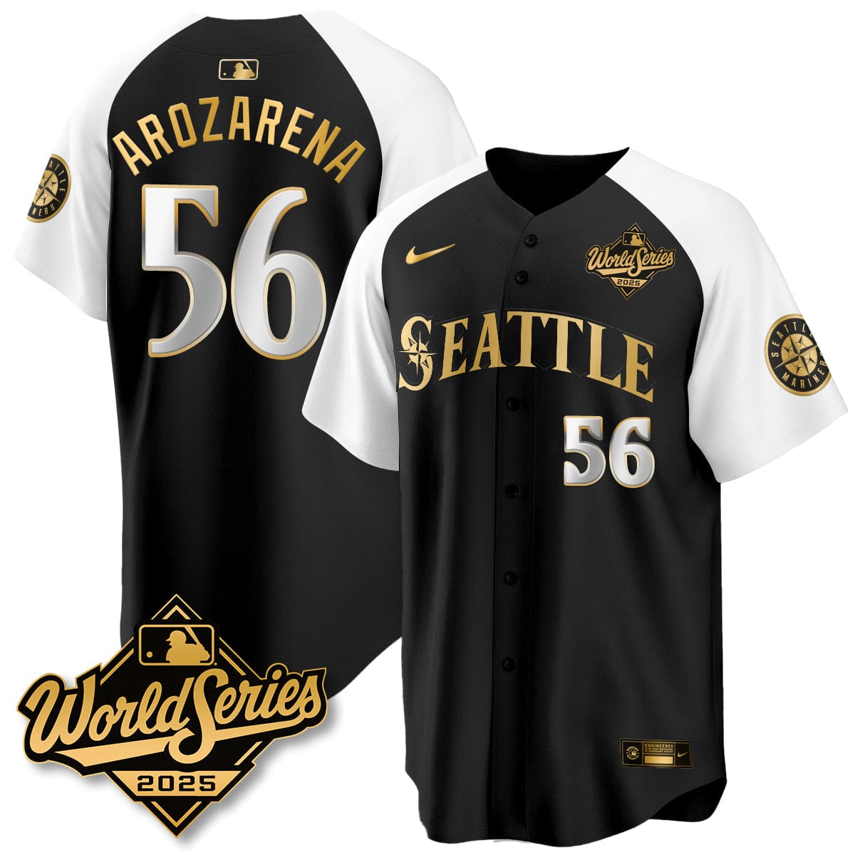 Seattle Mariners 2025 World Series Gold Jersey - All Stitched - Image 3