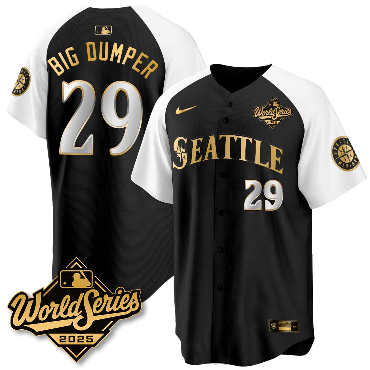 Seattle Mariners 2025 World Series Gold Jersey - All Stitched